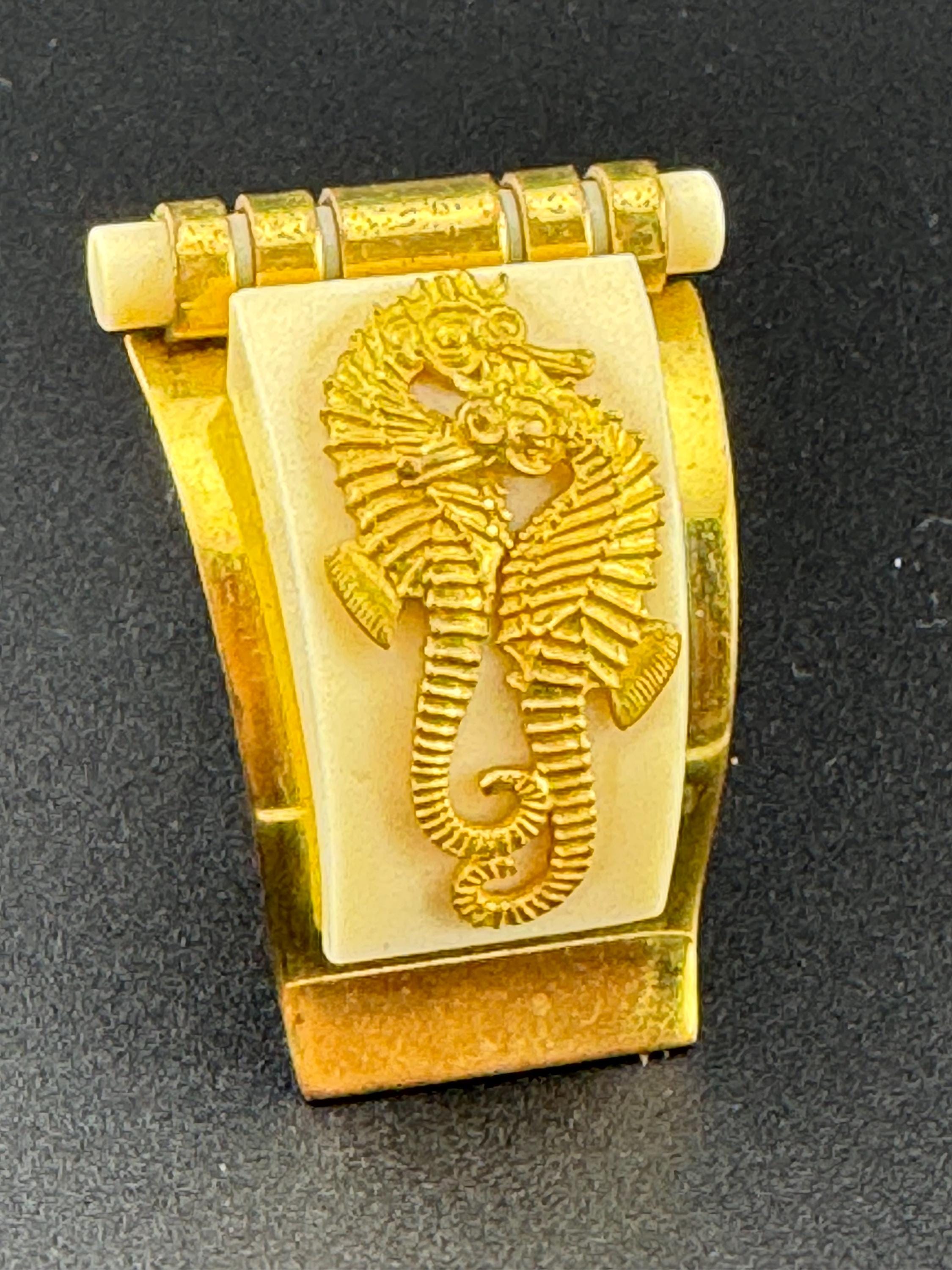 vintage Jean Painlevé French Bakelite and brass seahorse dress clip 1930s