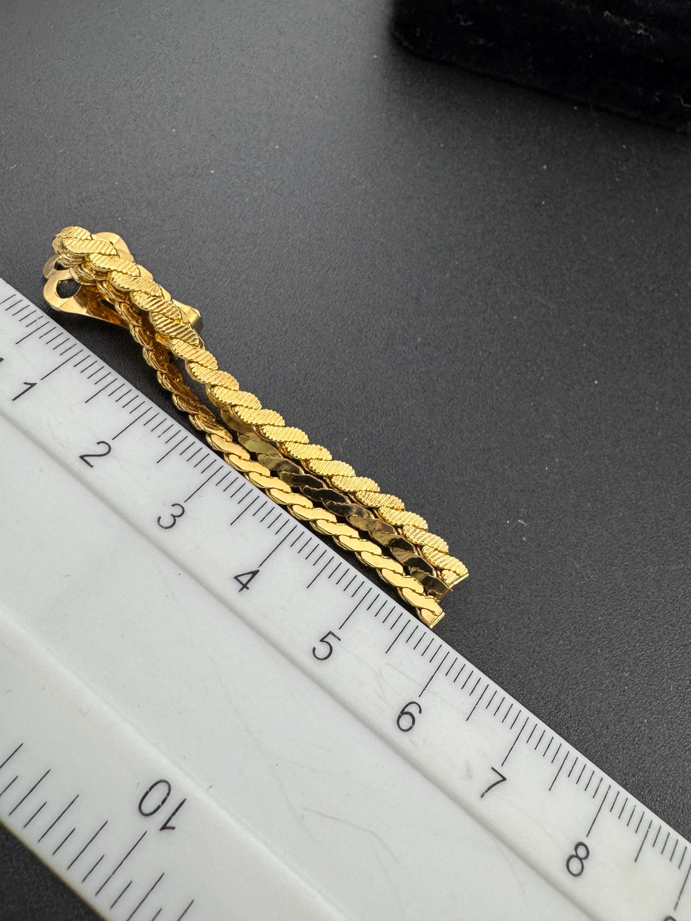 6cm Vintage gold tone drop tassel earrings serpentine snake chain 1970s 1980s clip on