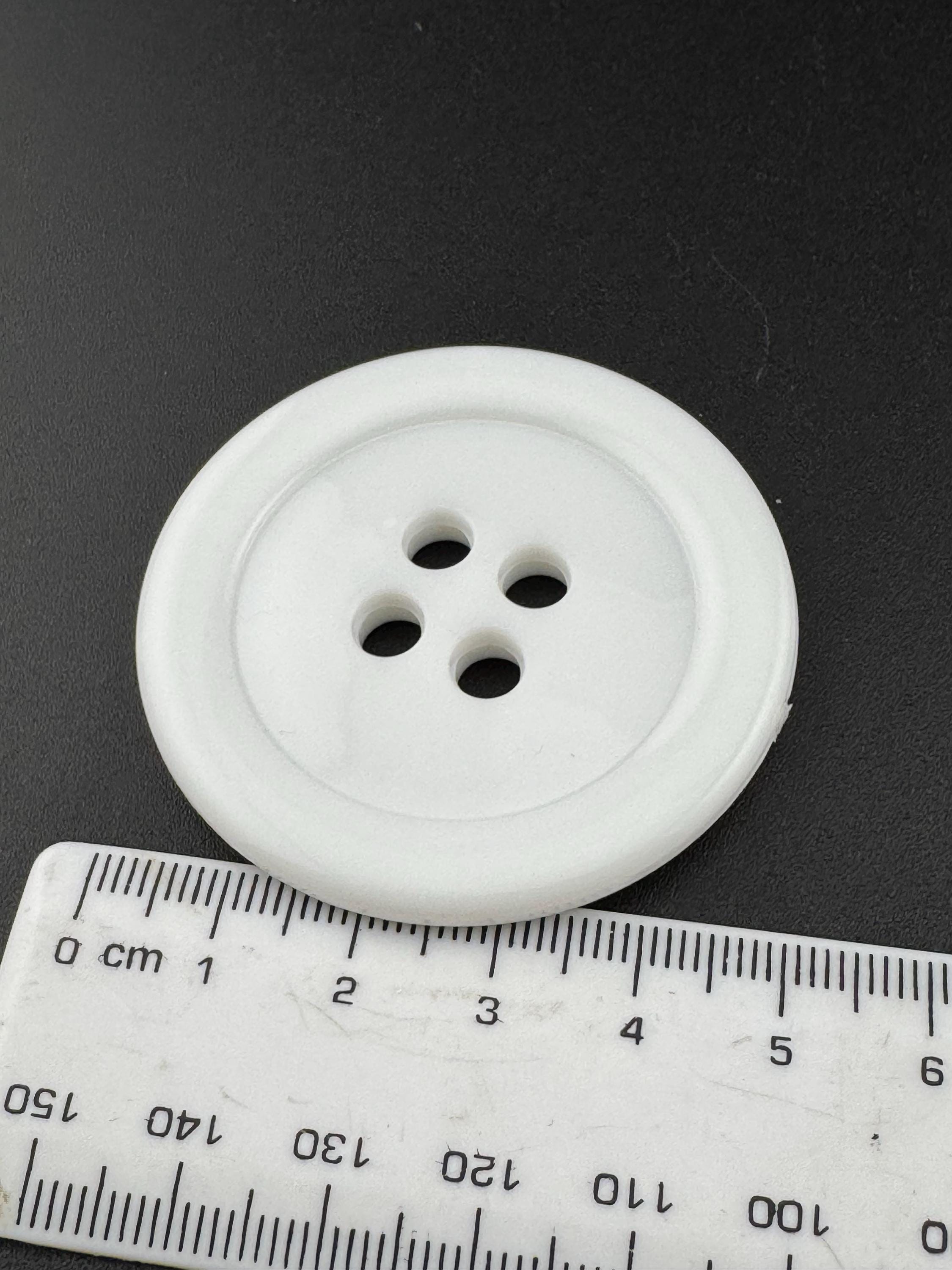 1 x XL 50mm 5cm large white round plastic button for sewing 4 hole clown suit