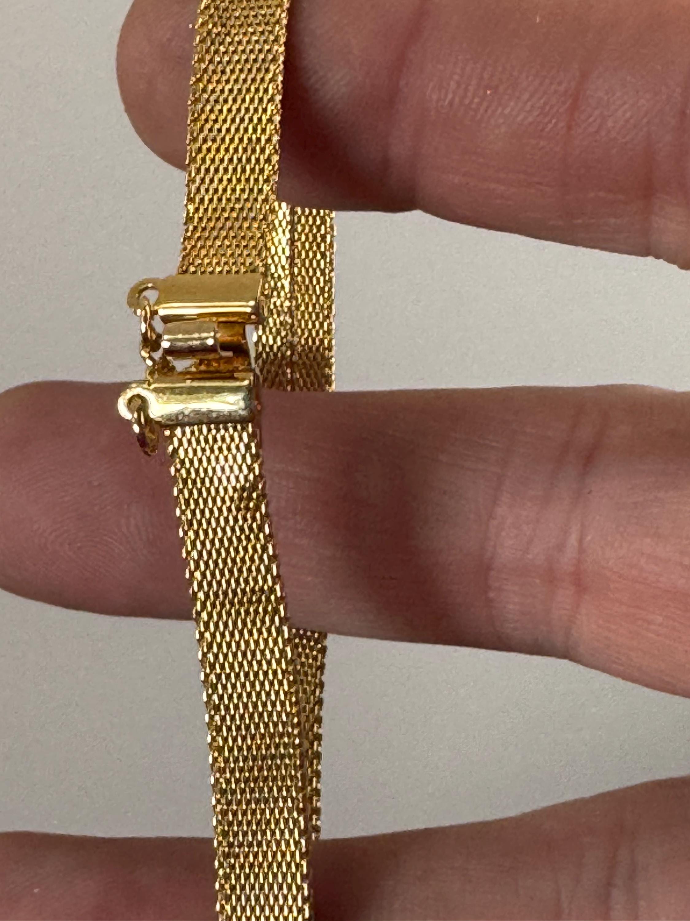 Vintage dainty fine gold plated modernist 6mm slim flat mesh bangle bracelet 18.5cm