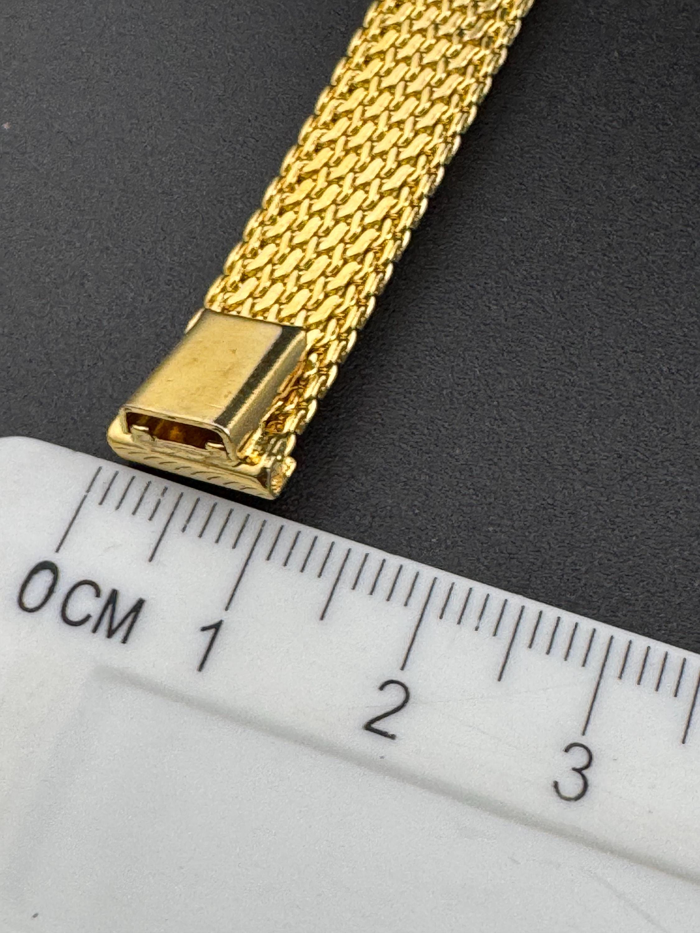 Vintage gold plated modernist slim flat textured mesh bangle bracelet 19cm x 1cm