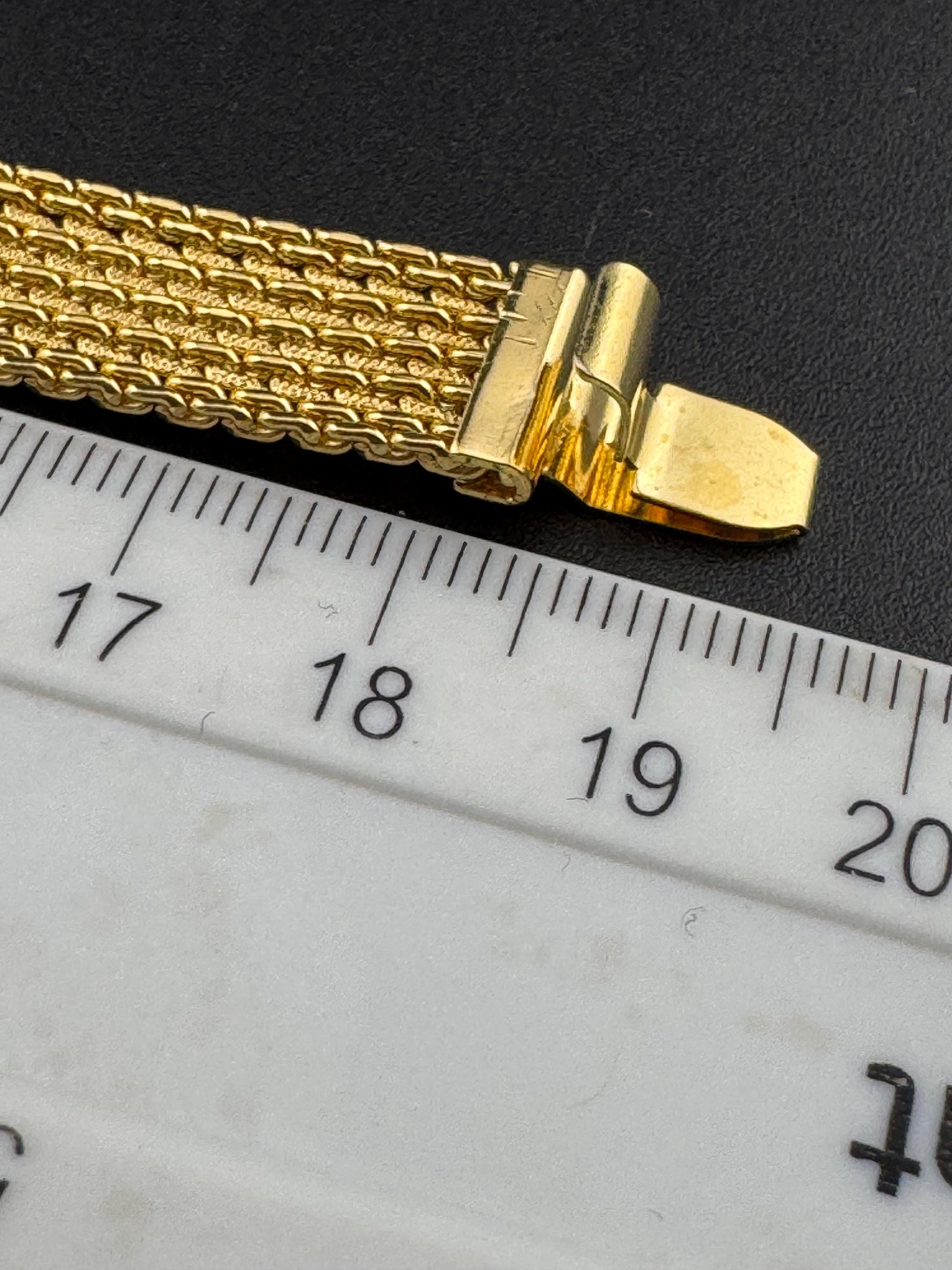 Vintage gold plated modernist slim flat textured mesh bangle bracelet 19cm x 1cm