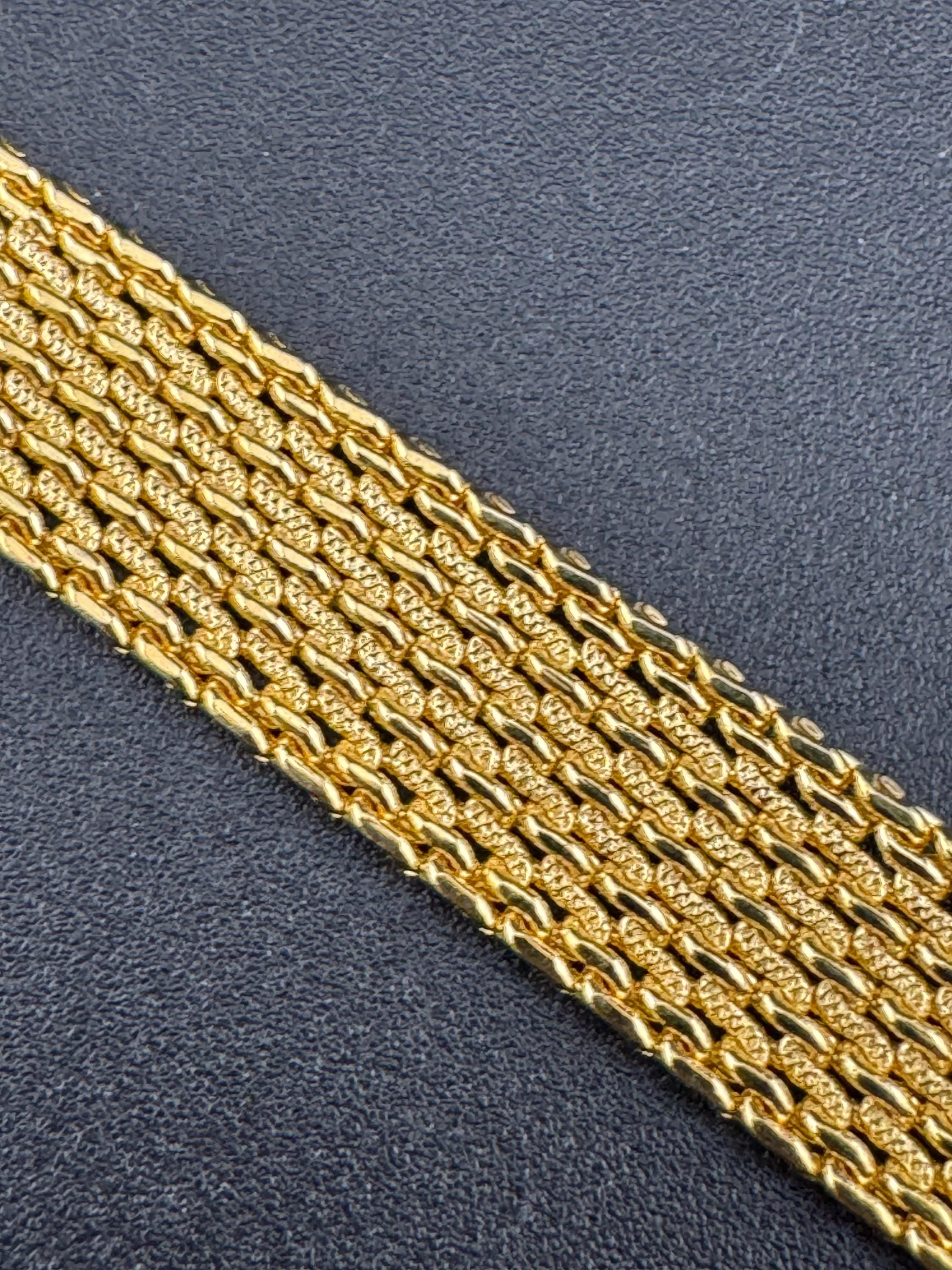 Vintage gold plated modernist slim flat textured mesh bangle bracelet 19cm x 1cm