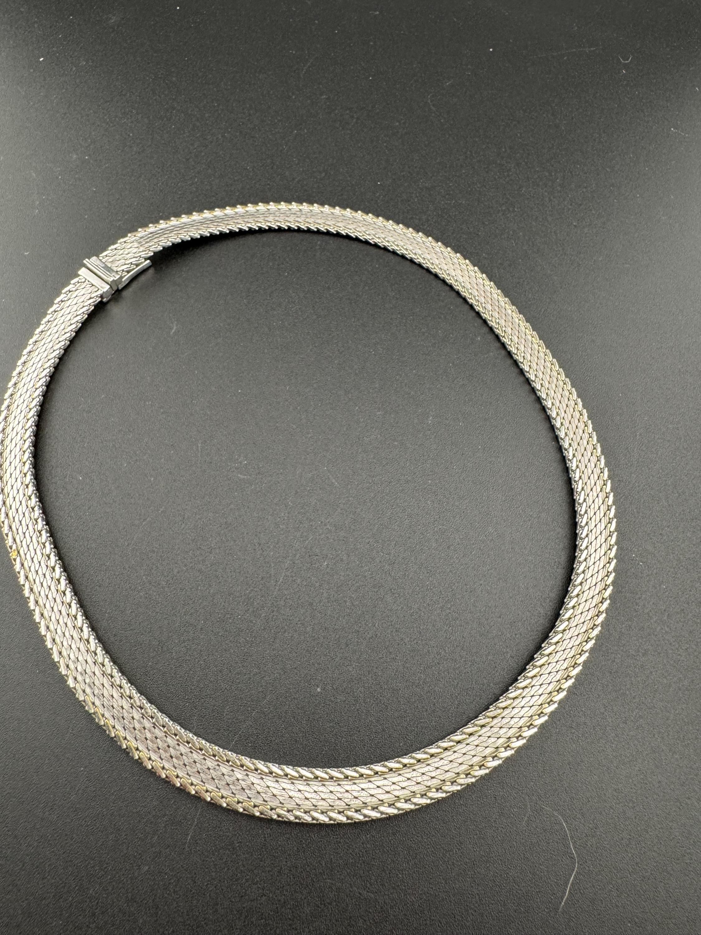 1968 signed GROSSE Germany silver tone woven choker necklace Designer 41cm