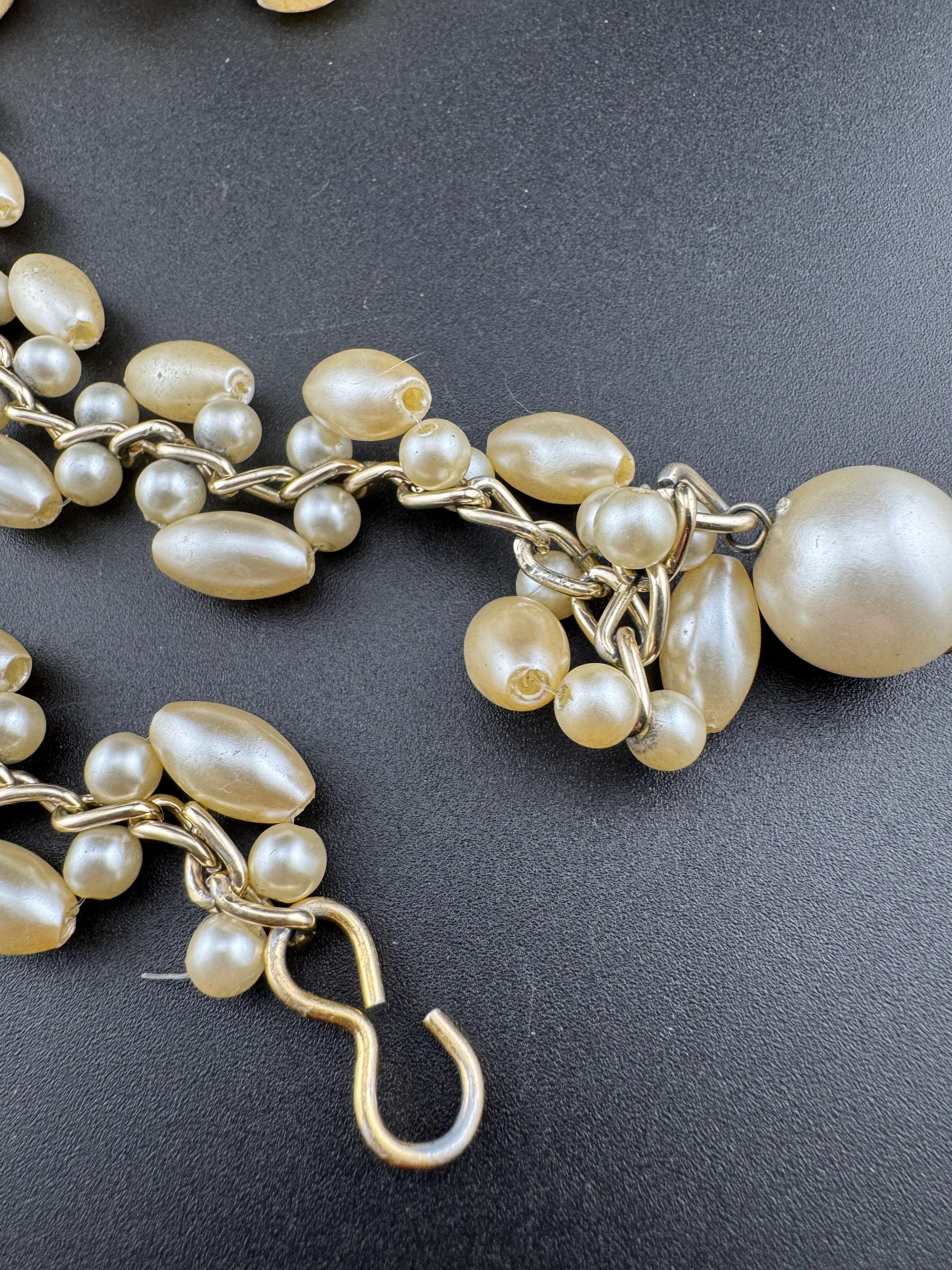 90cm usable length  Retro Ladies faux pearl gold tone beaded fashion chain belt