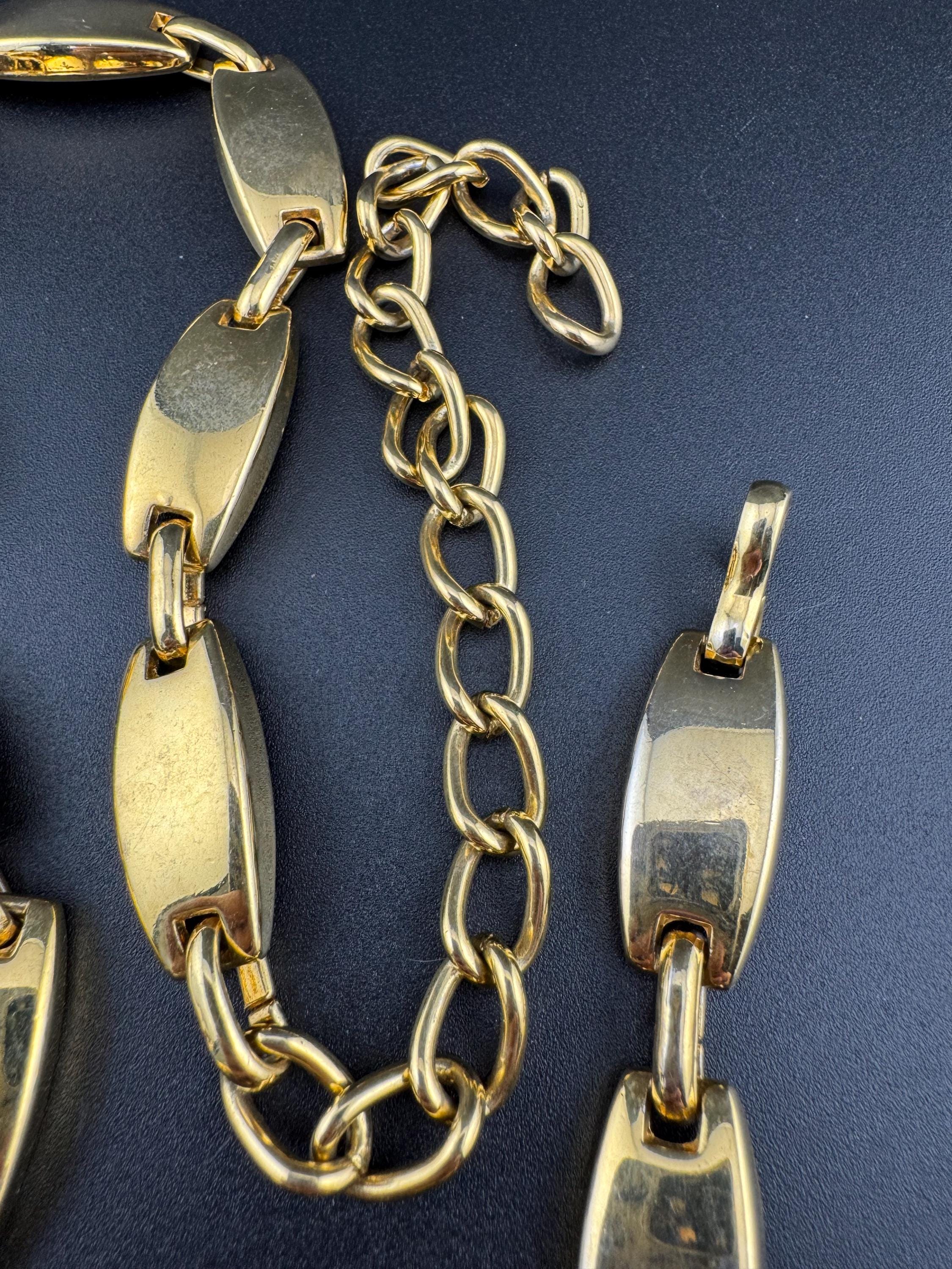retro gold tone heavy chain link adjustable fashion belt 78-91cm good quality signed