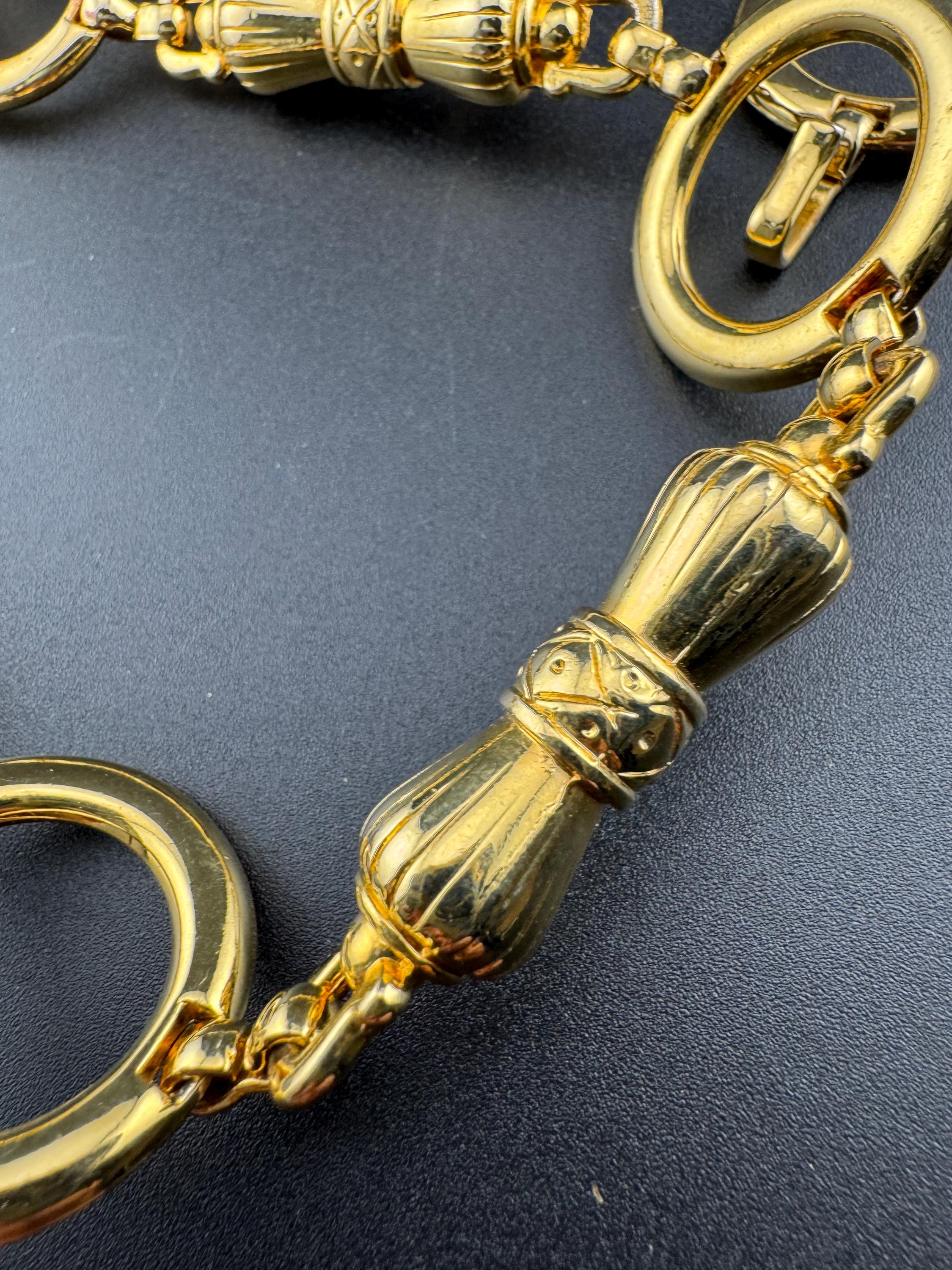 retro gold tone heavy chain link adjustable fashion belt 82-95cm good quality
