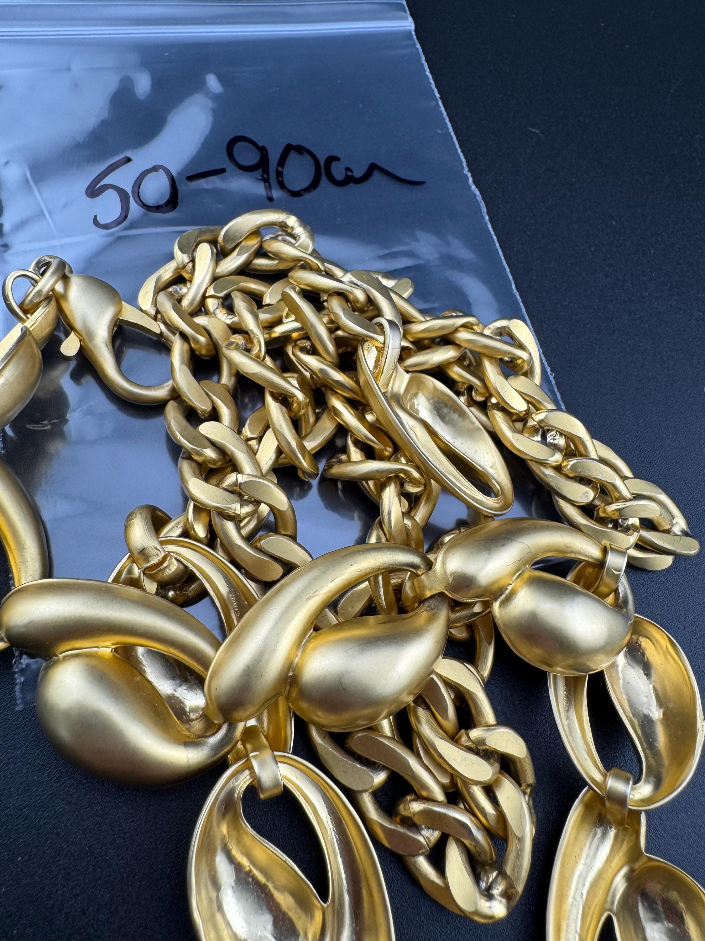 retro Matt gold tone heavy chain link adjustable fashion belt 50-90cm