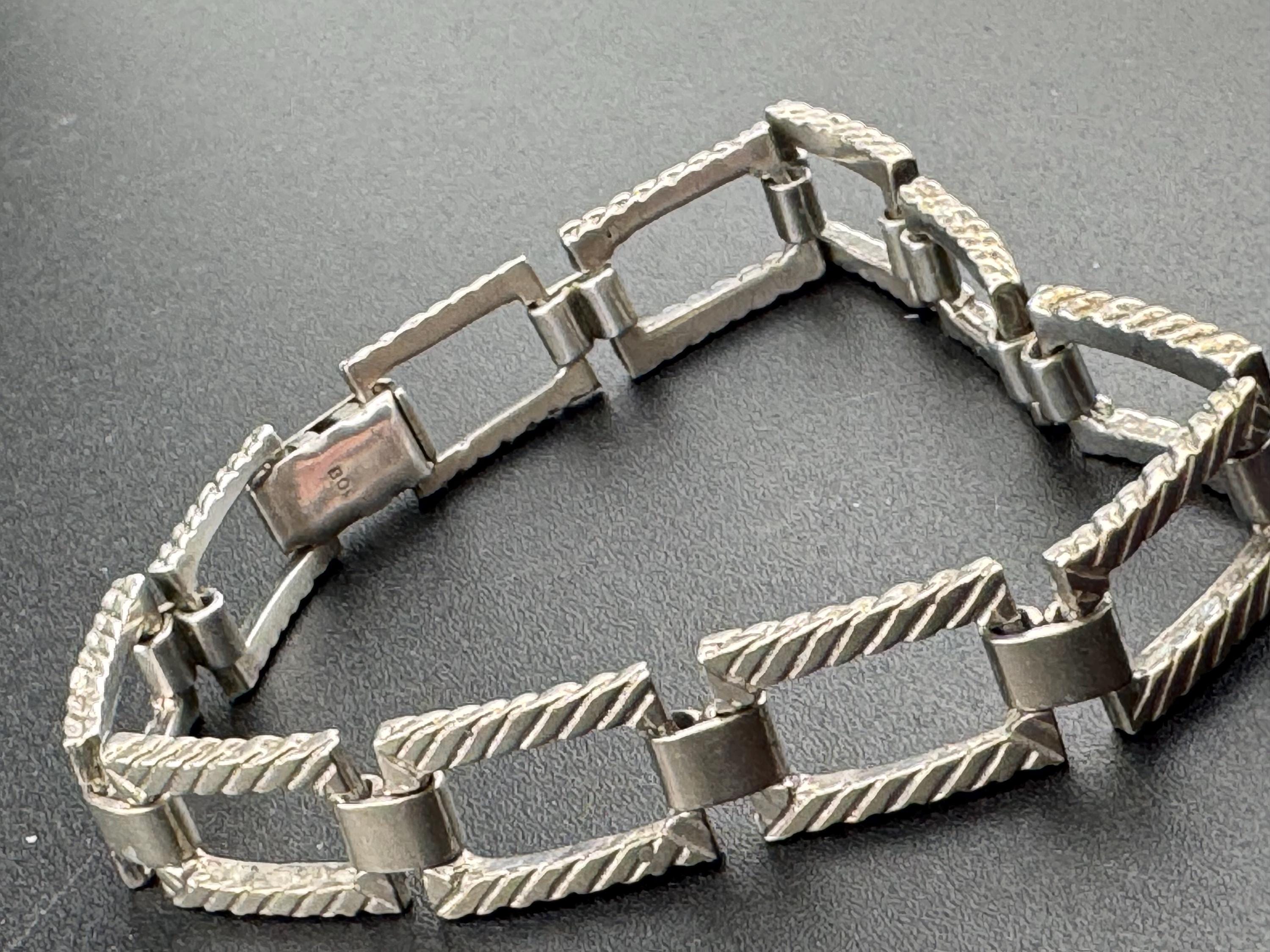 Modernist 800 continental silver panel link bracelet 22.7 grams 19.5cm x 1cm