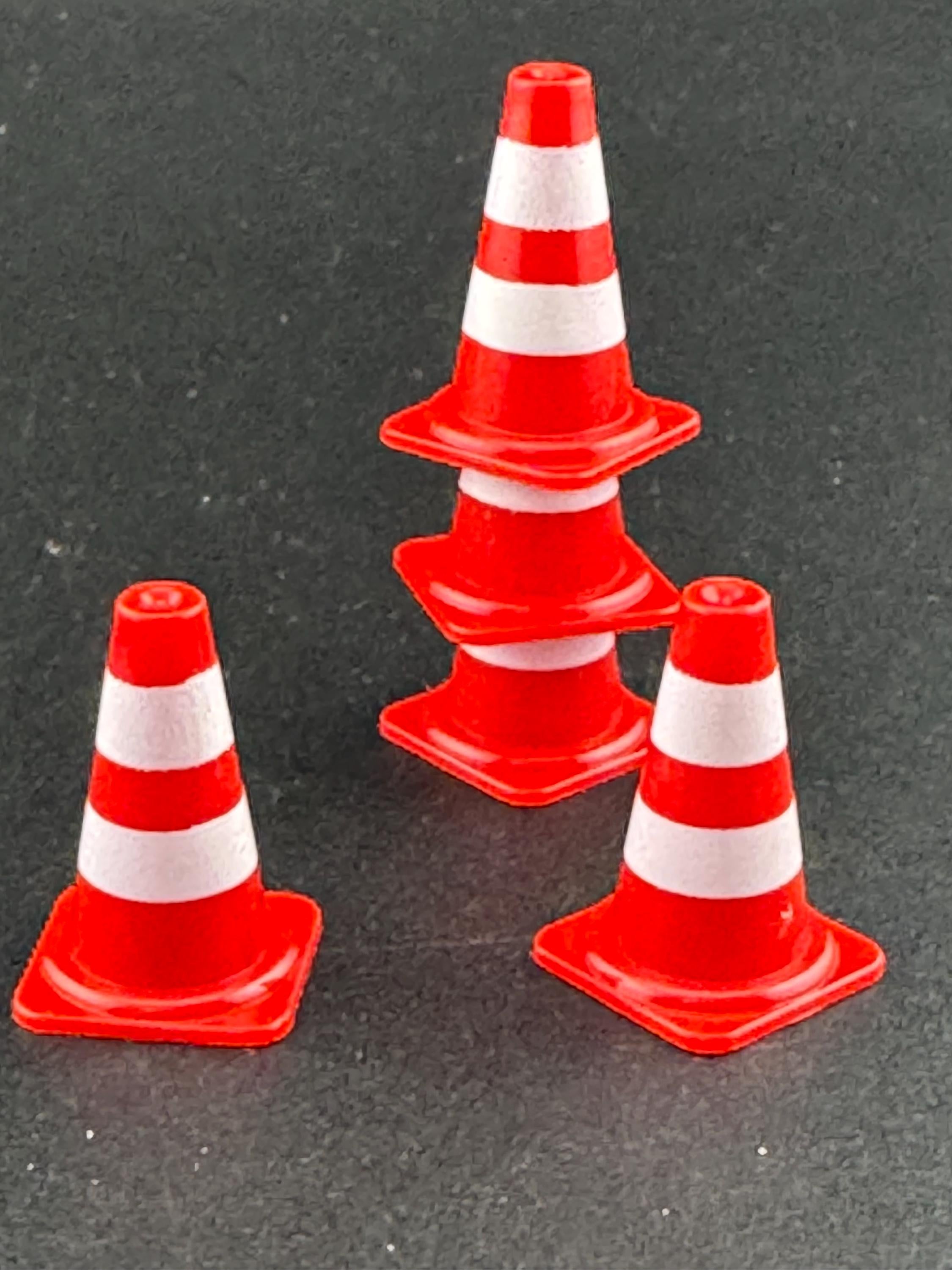 Miniature Traffic Cone Cake Toppers: Red & White, Reusable - Set of 5