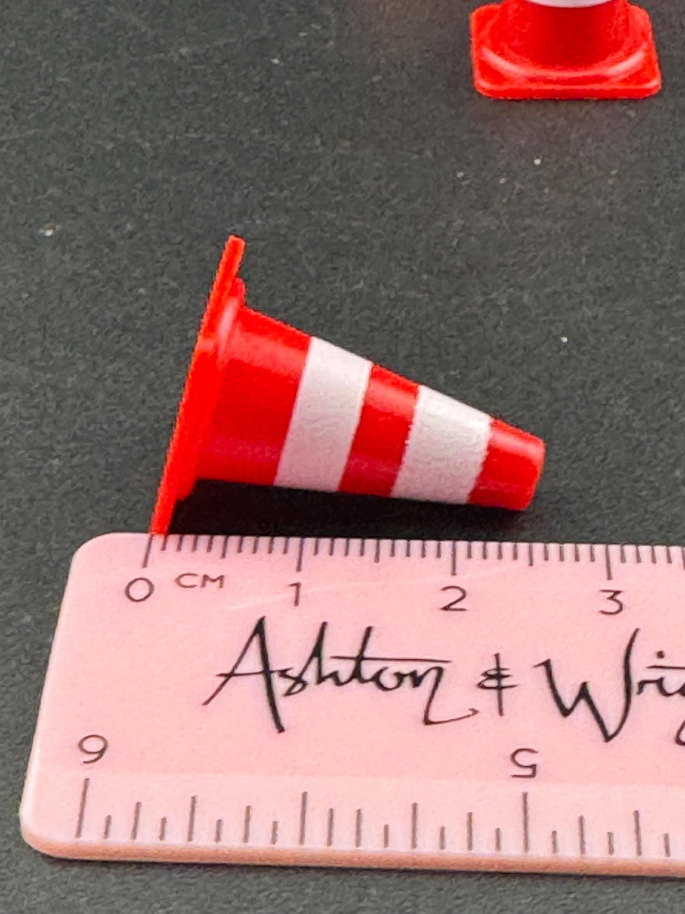 Miniature Traffic Cone Cake Toppers: Red & White, Reusable - Set of 5