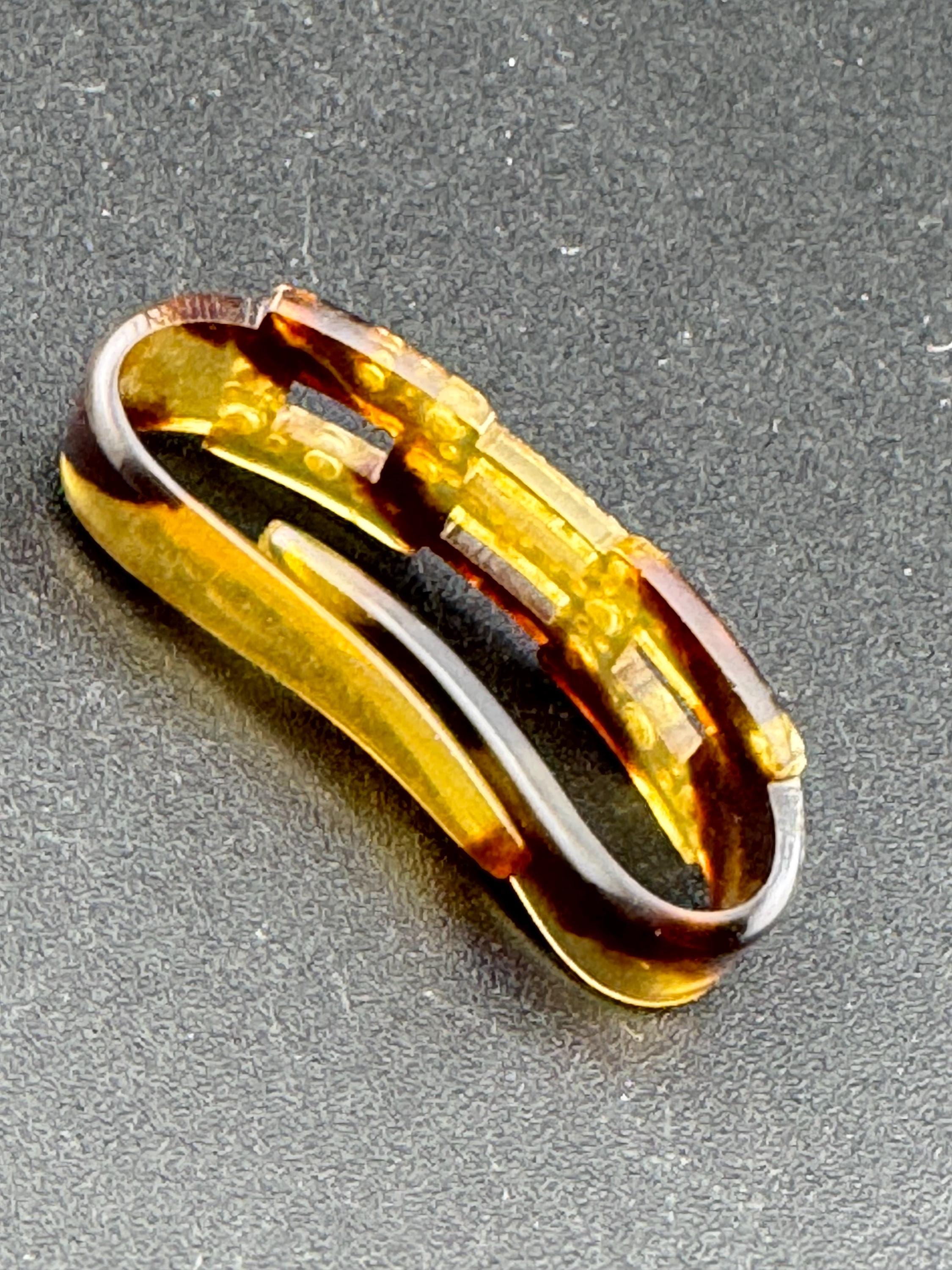 Art Deco Celluloid Early Plastic brown faux tortoiseshell Scarf Ring clear diamanté Bakelite pique work 1920s 1930s antique
