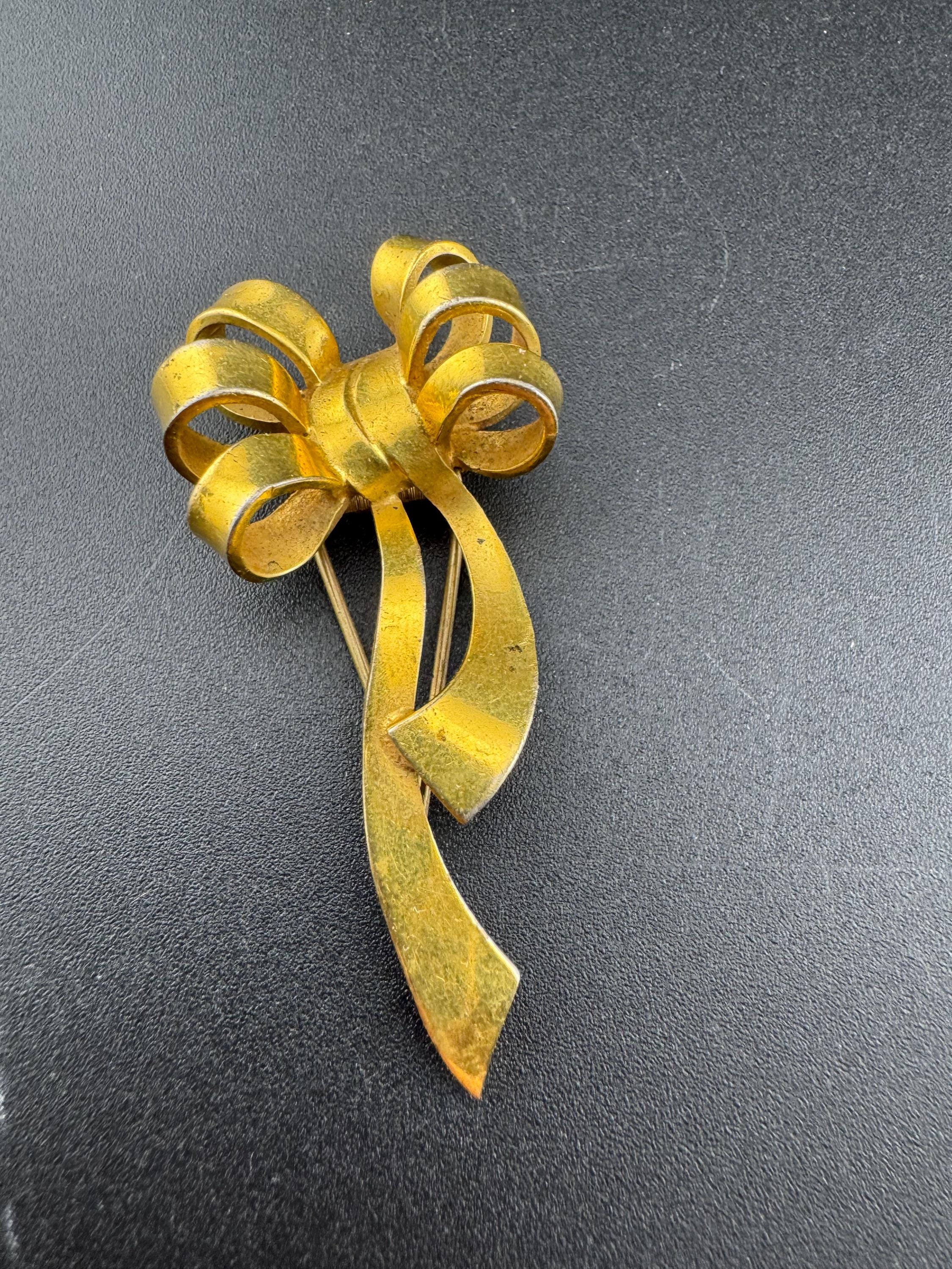 Antique Signed Louis Viale Art Deco brass fur Pin Clip Early 1930s 1940s faux furs