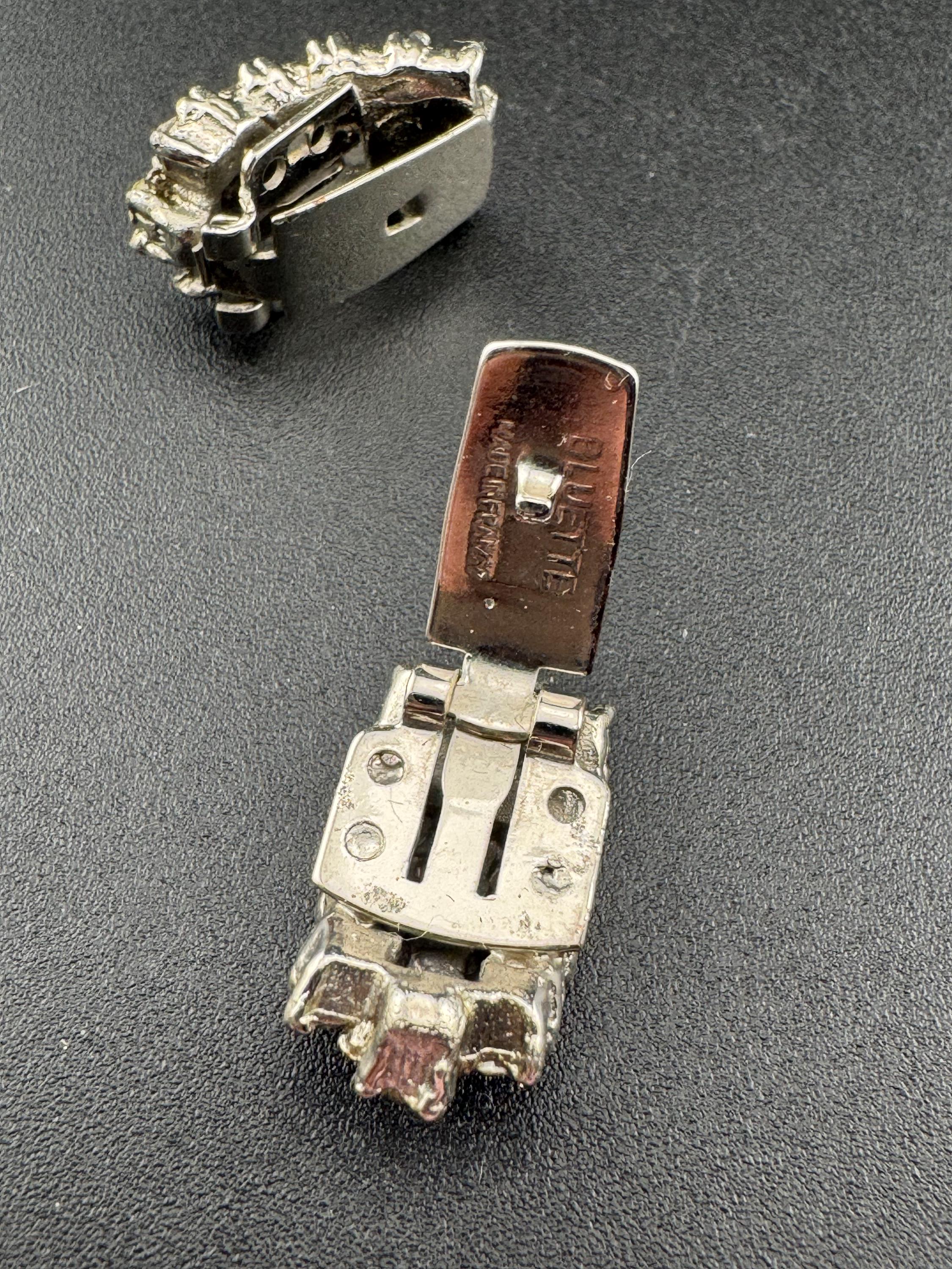 Small dainty signed BLUETTE Made in France Pair of small Diamanté shoe clips French Art Deco Style can be used for dresses too