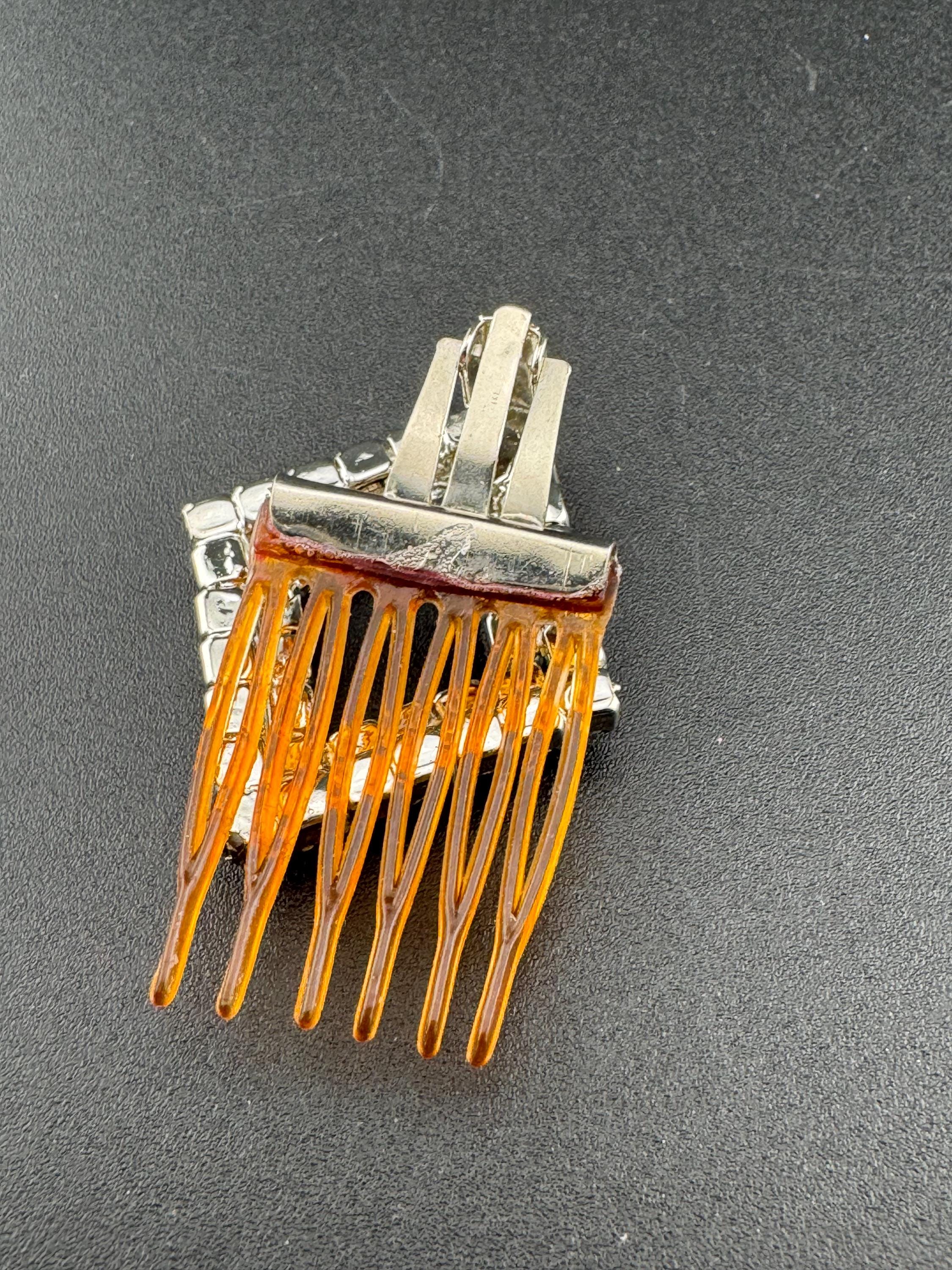Small vintage Vintage Brown Celluloid  Diamanté Paste Hair comb