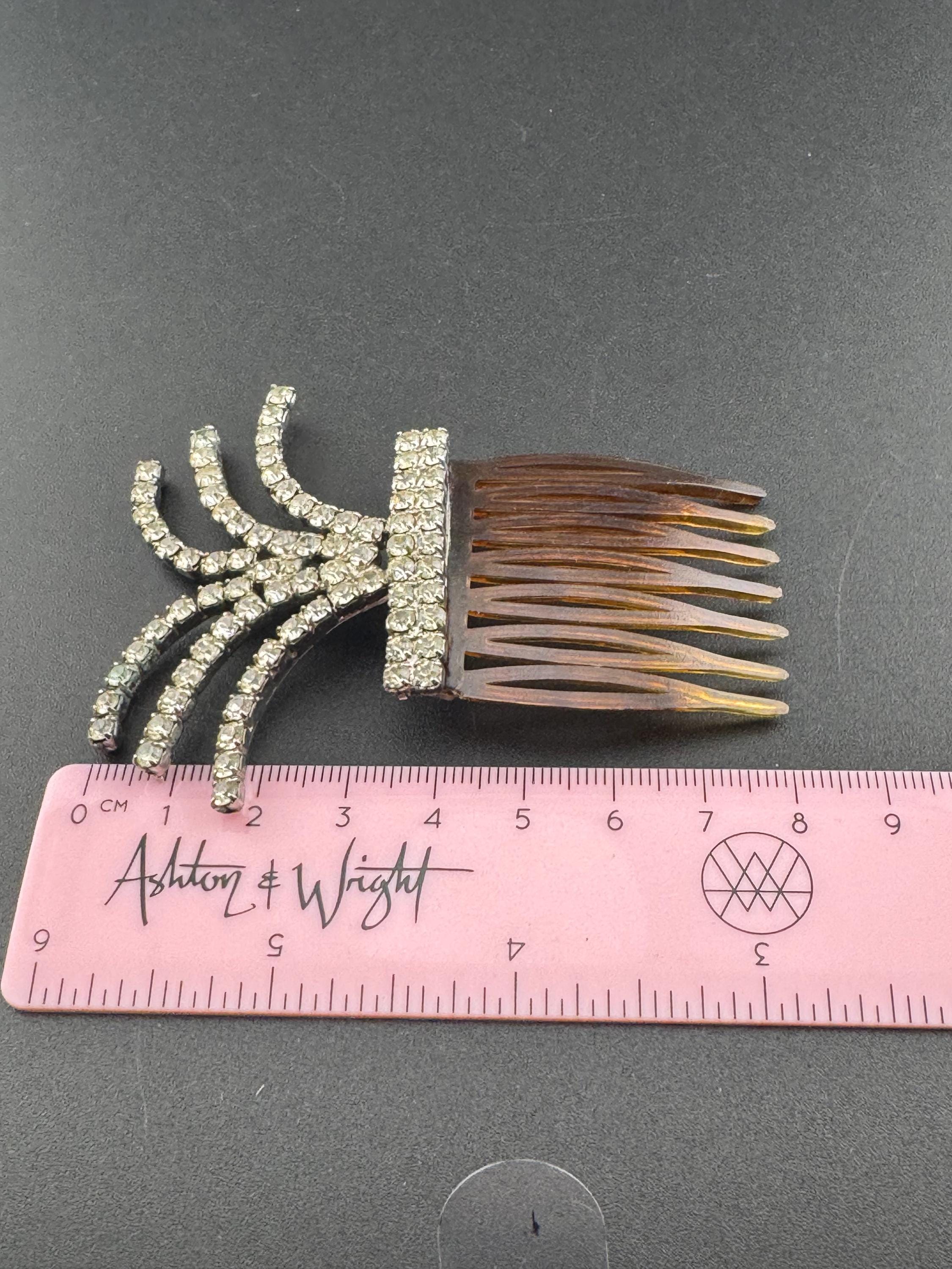 vintage Vintage Brown Celluloid fanned Diamanté Paste Hair comb