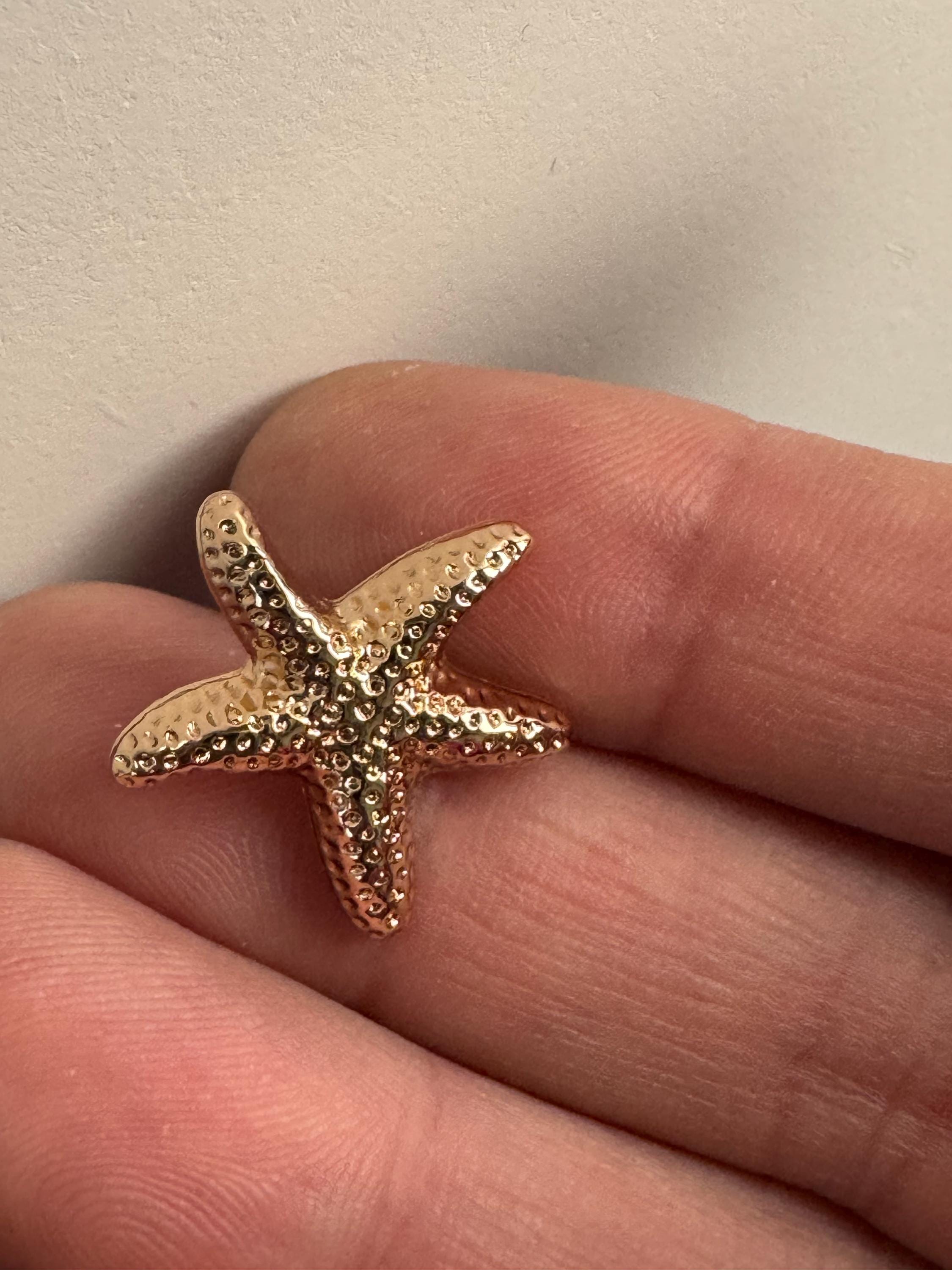 Pack of 5 20mm gold tone starfish buttons with metal shank nautical style