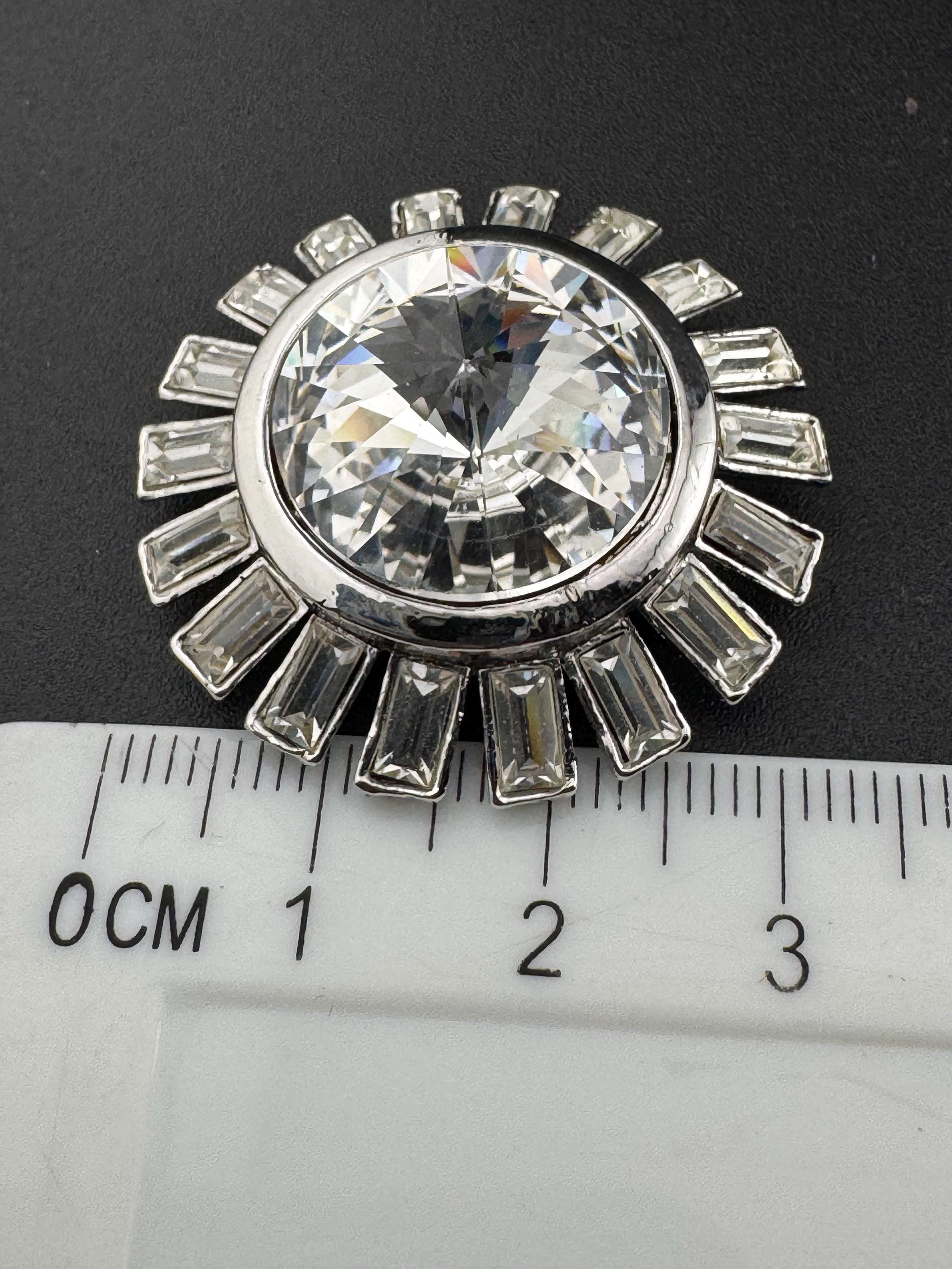 vintage Swarovski Rivoli Crystal rhinestone pair of silver tone shoe or dress clip clear Glass diamanté