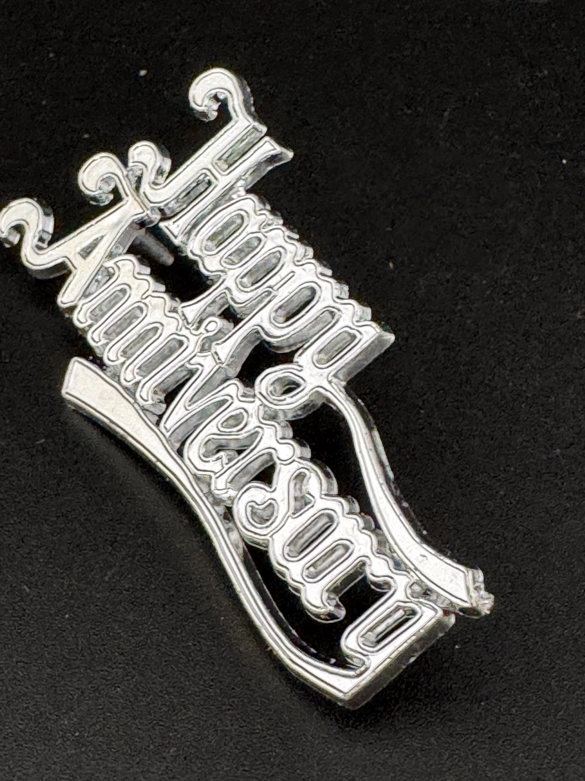 Stand up silver Vintage HAPPY ANNIVERSARY cake topper decoration 25th wedding