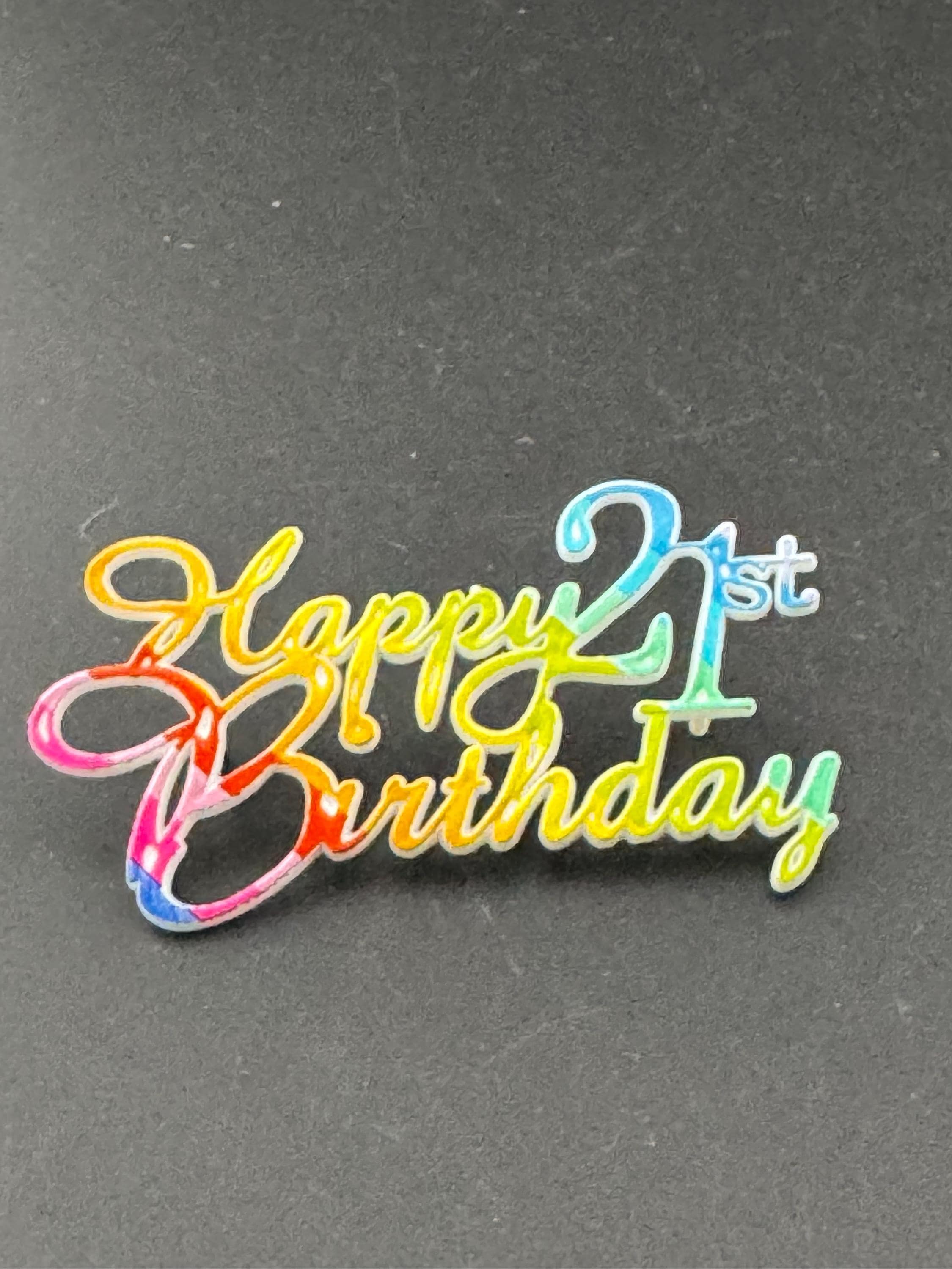21st Birthday Cake Topper: Rainbow Metallic Party Decoration