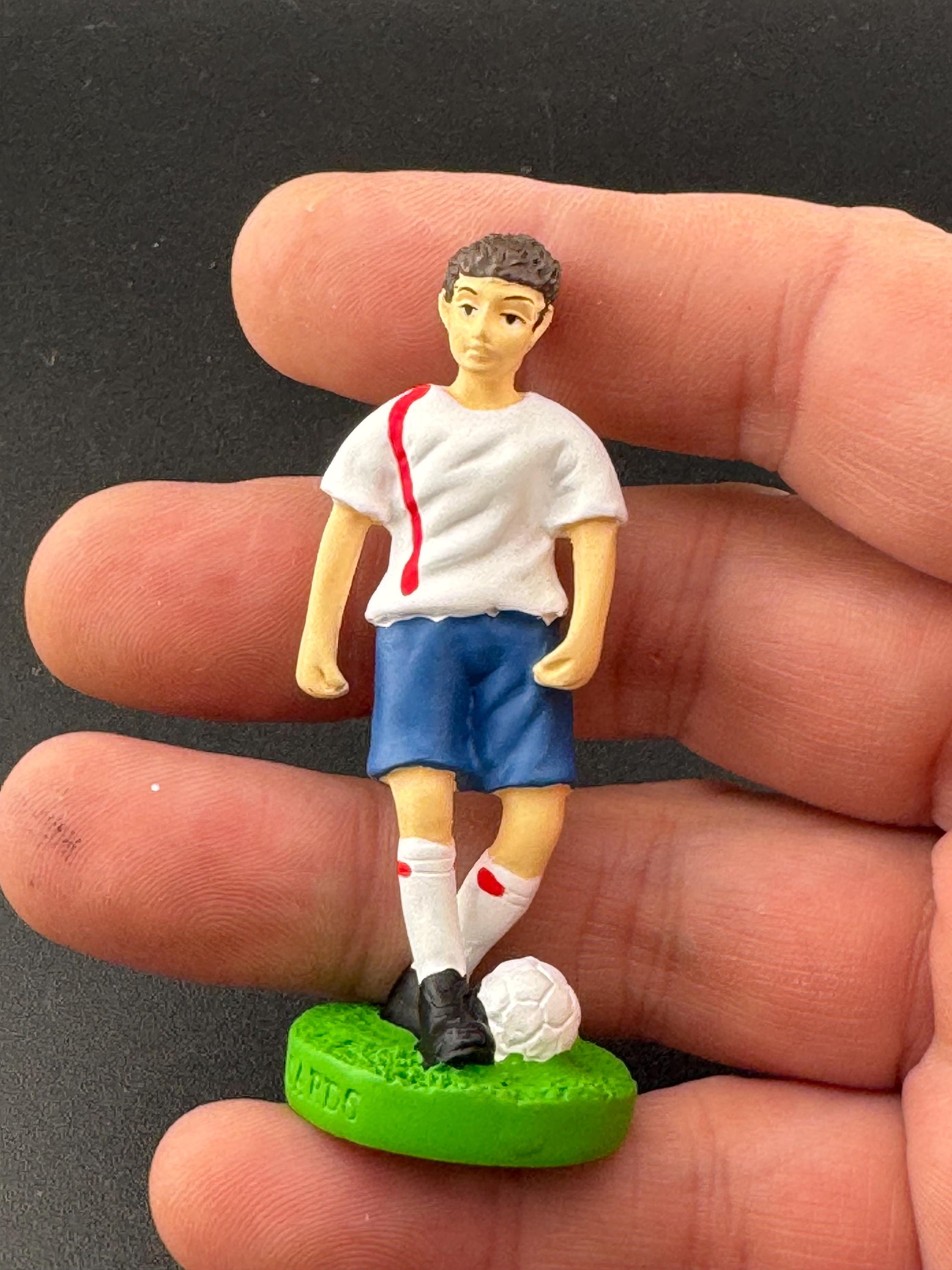 men’s footballer birthday cake topper, novelty sports, man playing football figure decoration