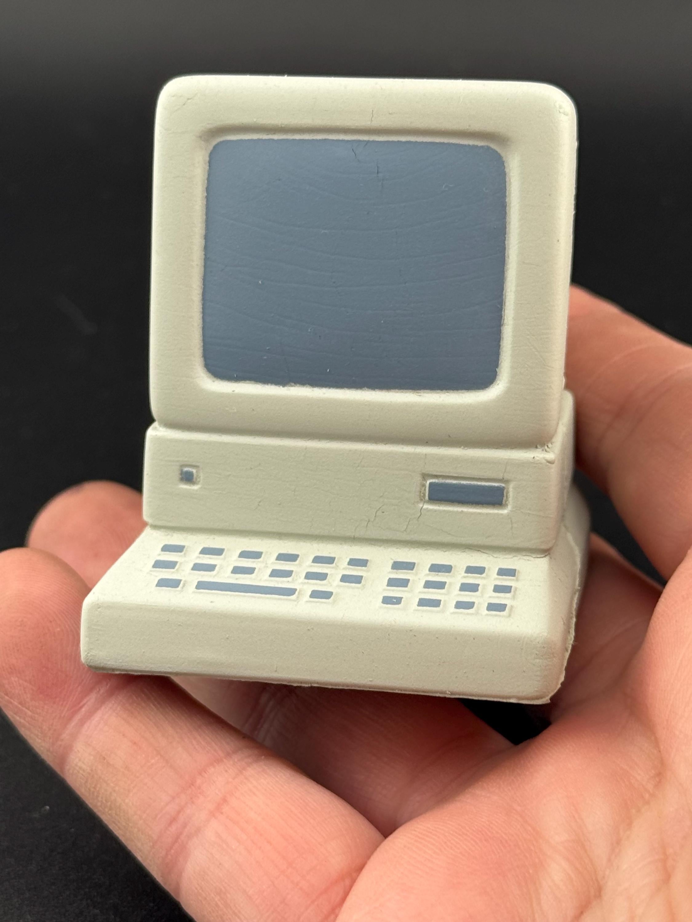 Novelty retro computer birthday cake topper, computing geek decoration