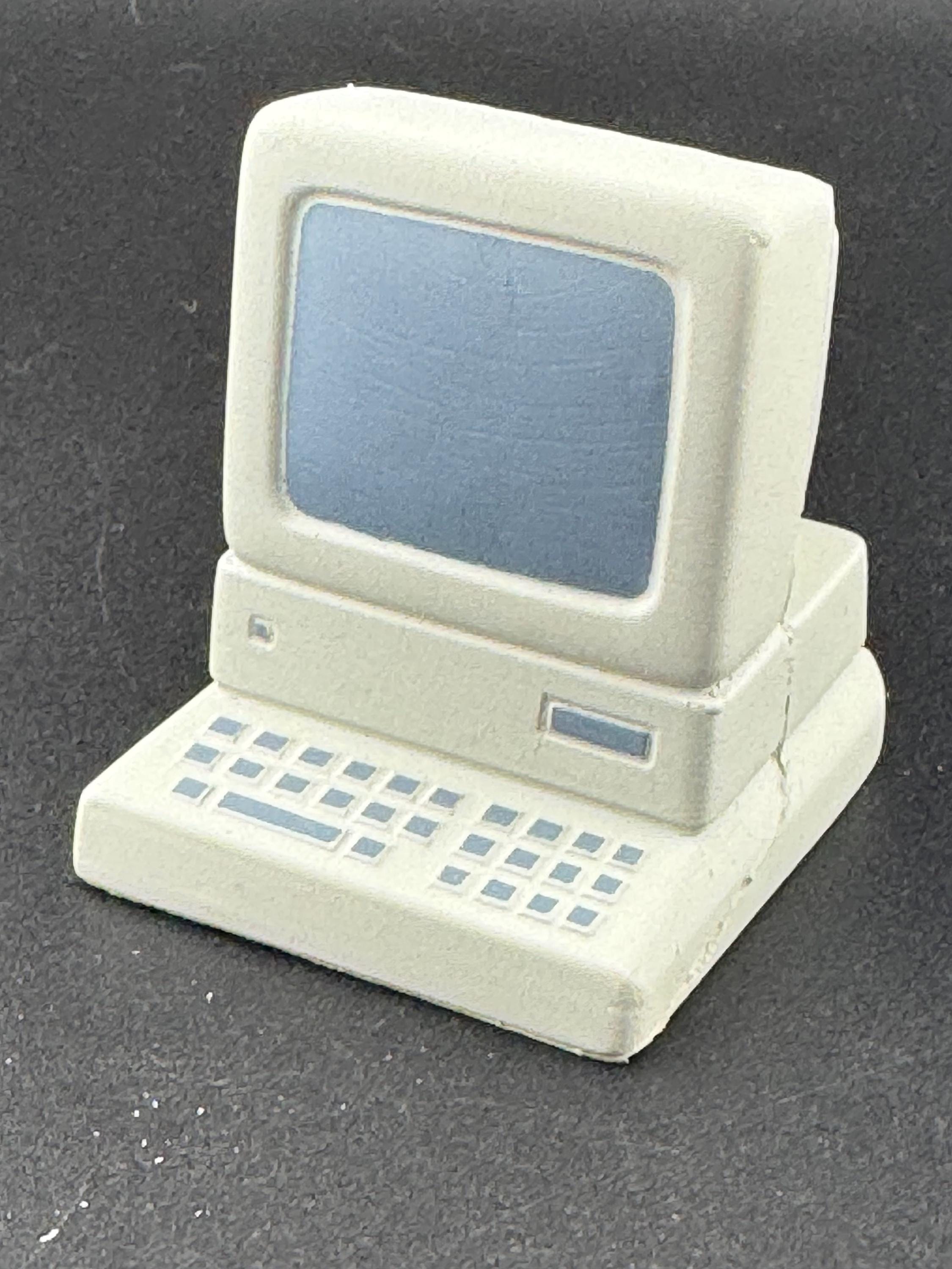 Novelty retro computer birthday cake topper, computing geek decoration