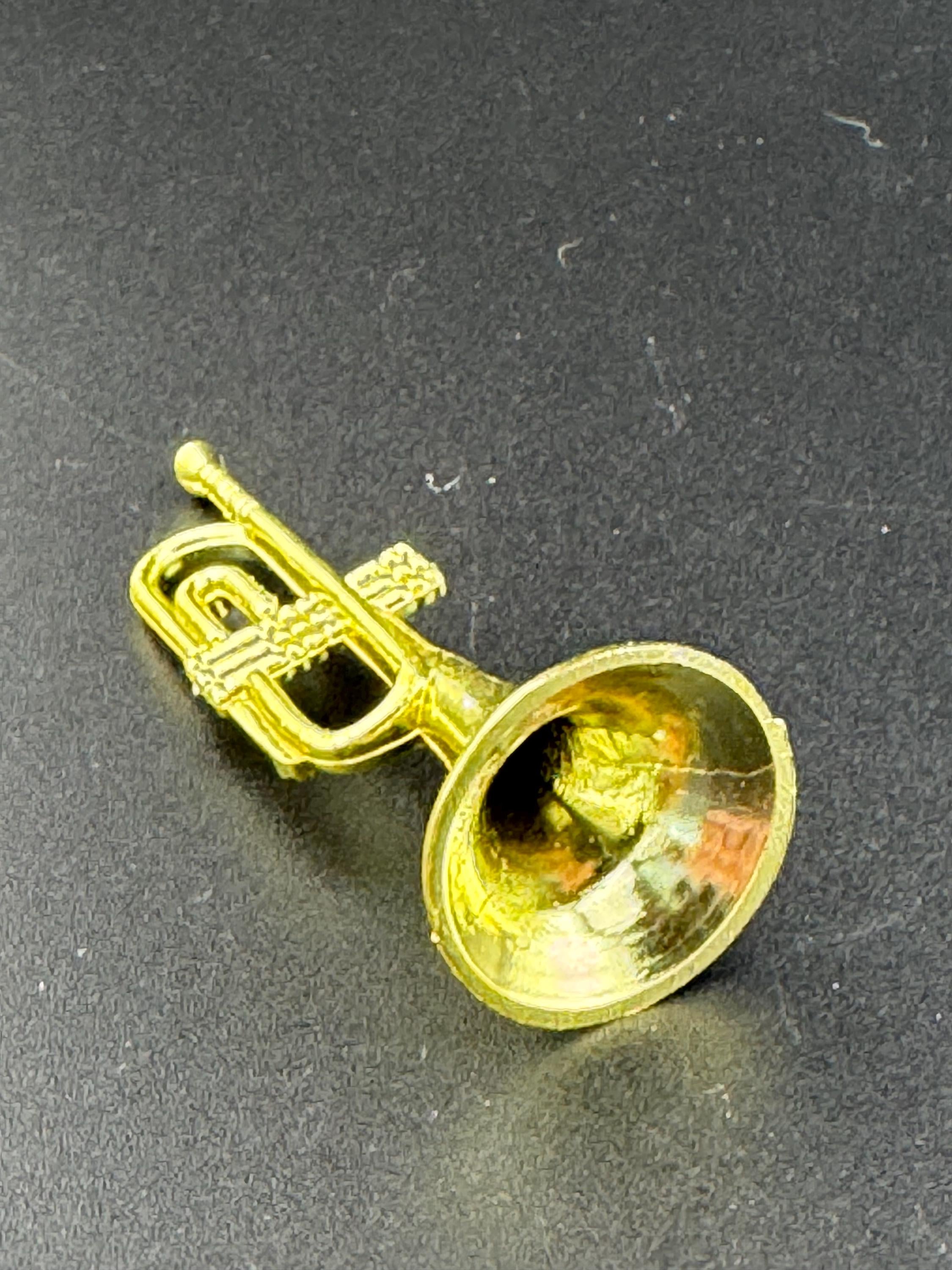 miniature gold trumpet birthday cake topper  musical instruments baking craft decorations