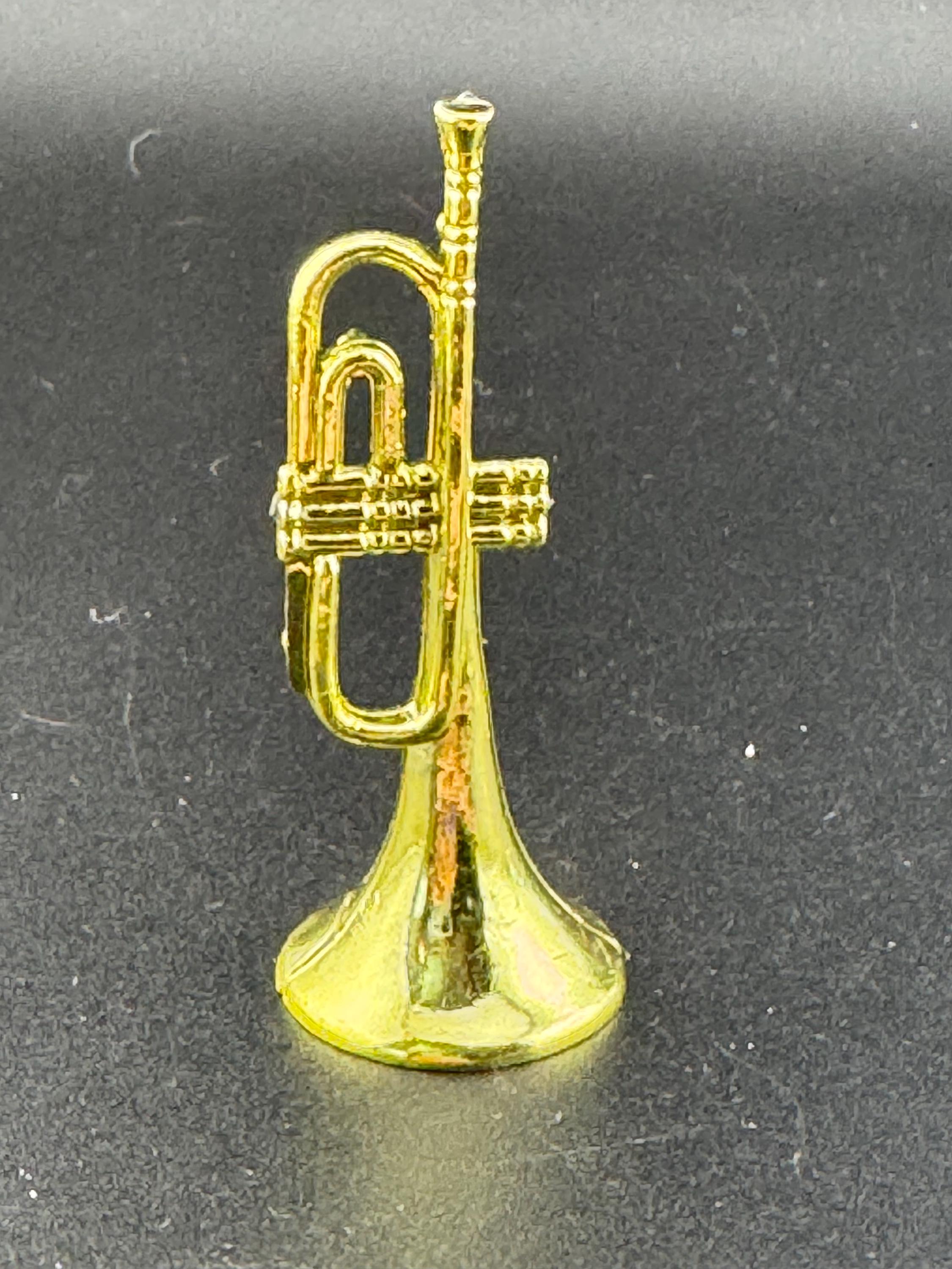 miniature gold trumpet birthday cake topper  musical instruments baking craft decorations