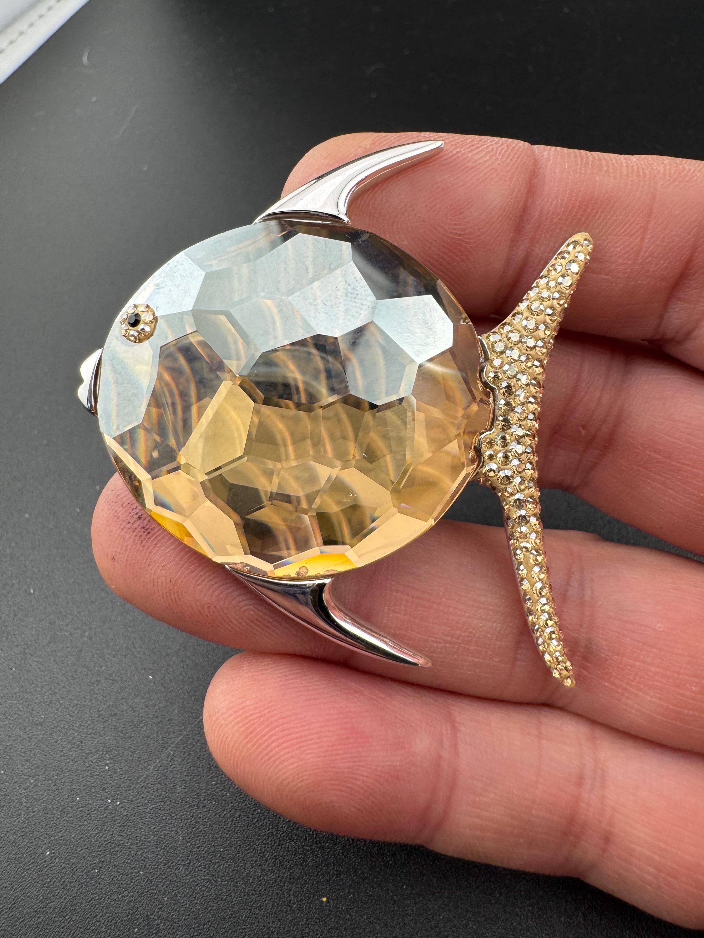 Swarovski topaz crystal Paradise Fish Lydia Brooch Retired design collectable
