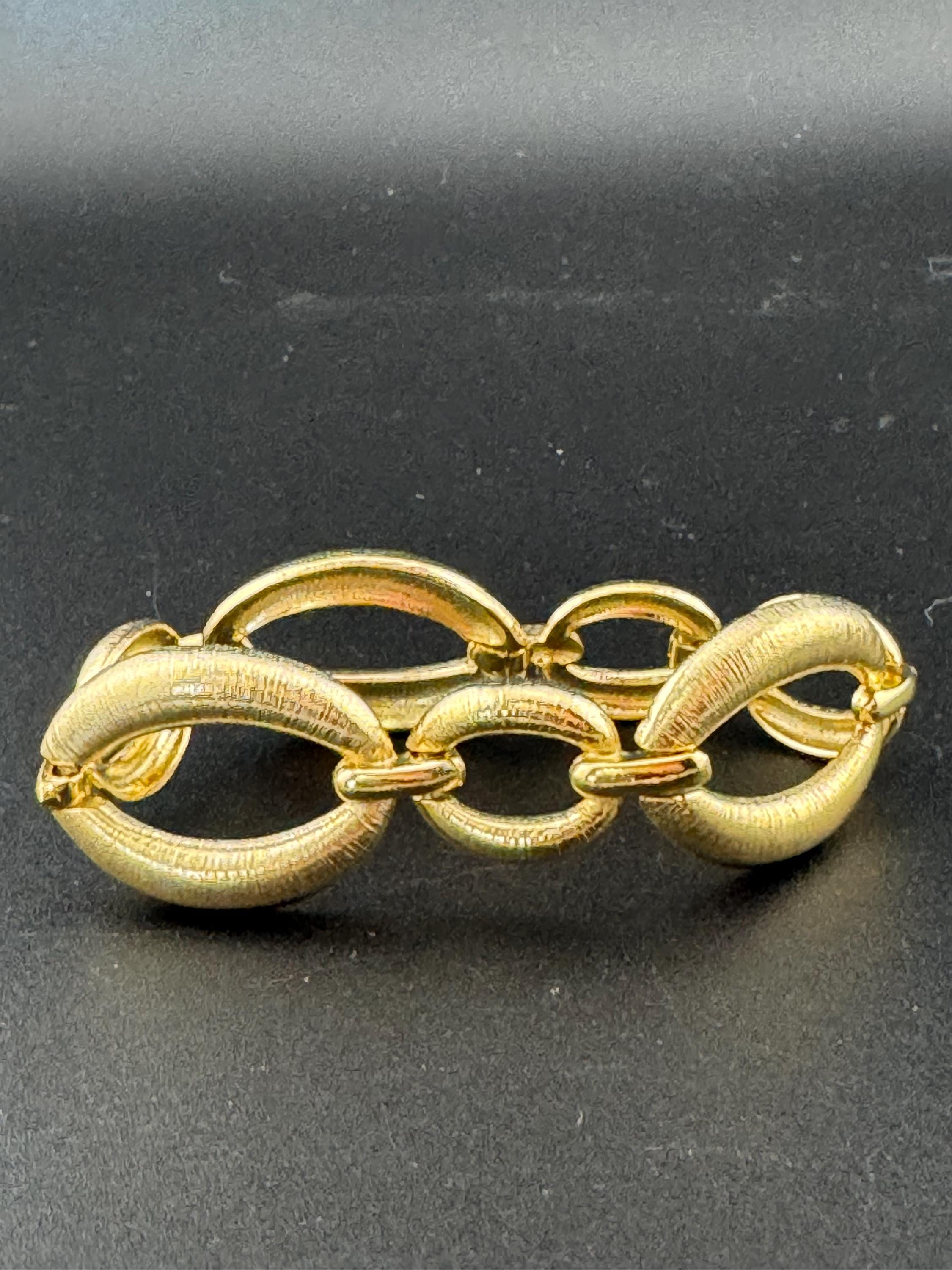 Vintage Matt gold tone modernist chunky panel link bracelet unworn 90s deadstock