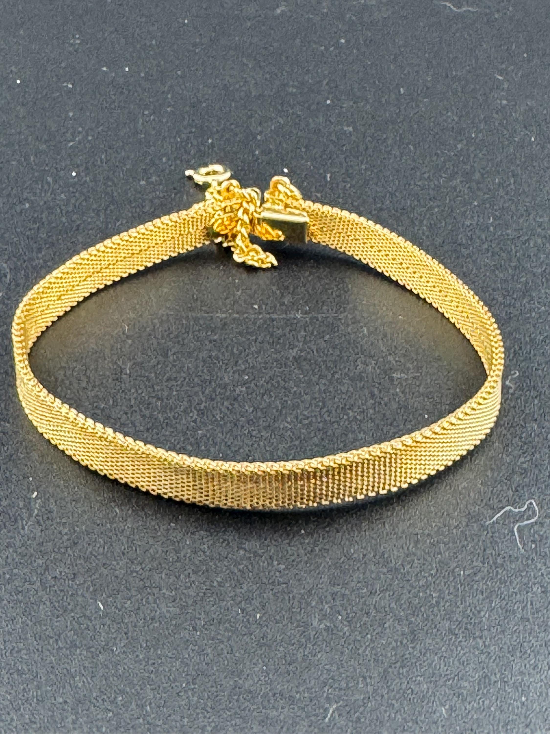 Vintage dainty fine gold plated modernist 6mm slim flat mesh bangle bracelet 18.5cm