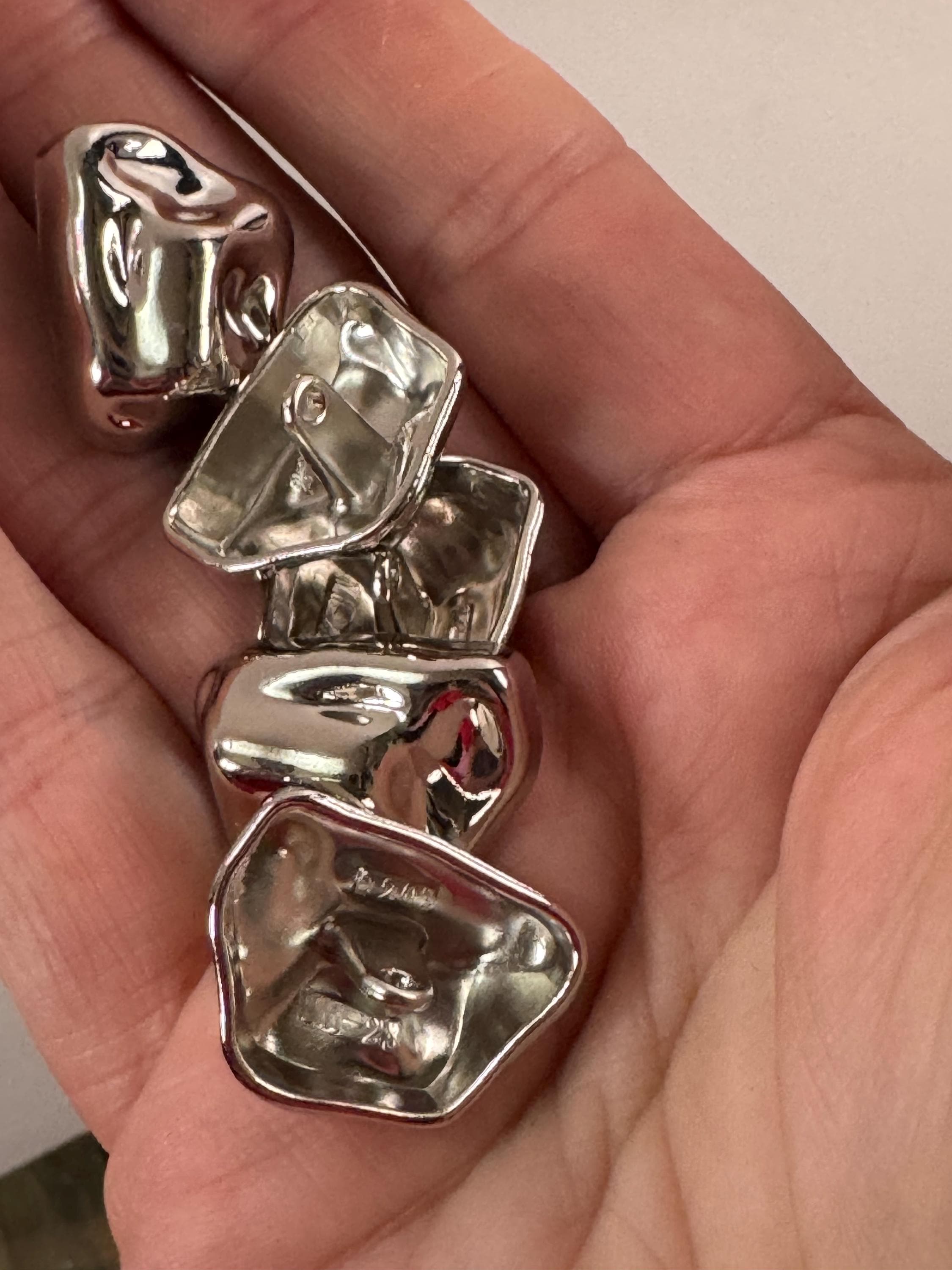 23mm silver tone irregular rectangular shaped metal buttons 5 pack