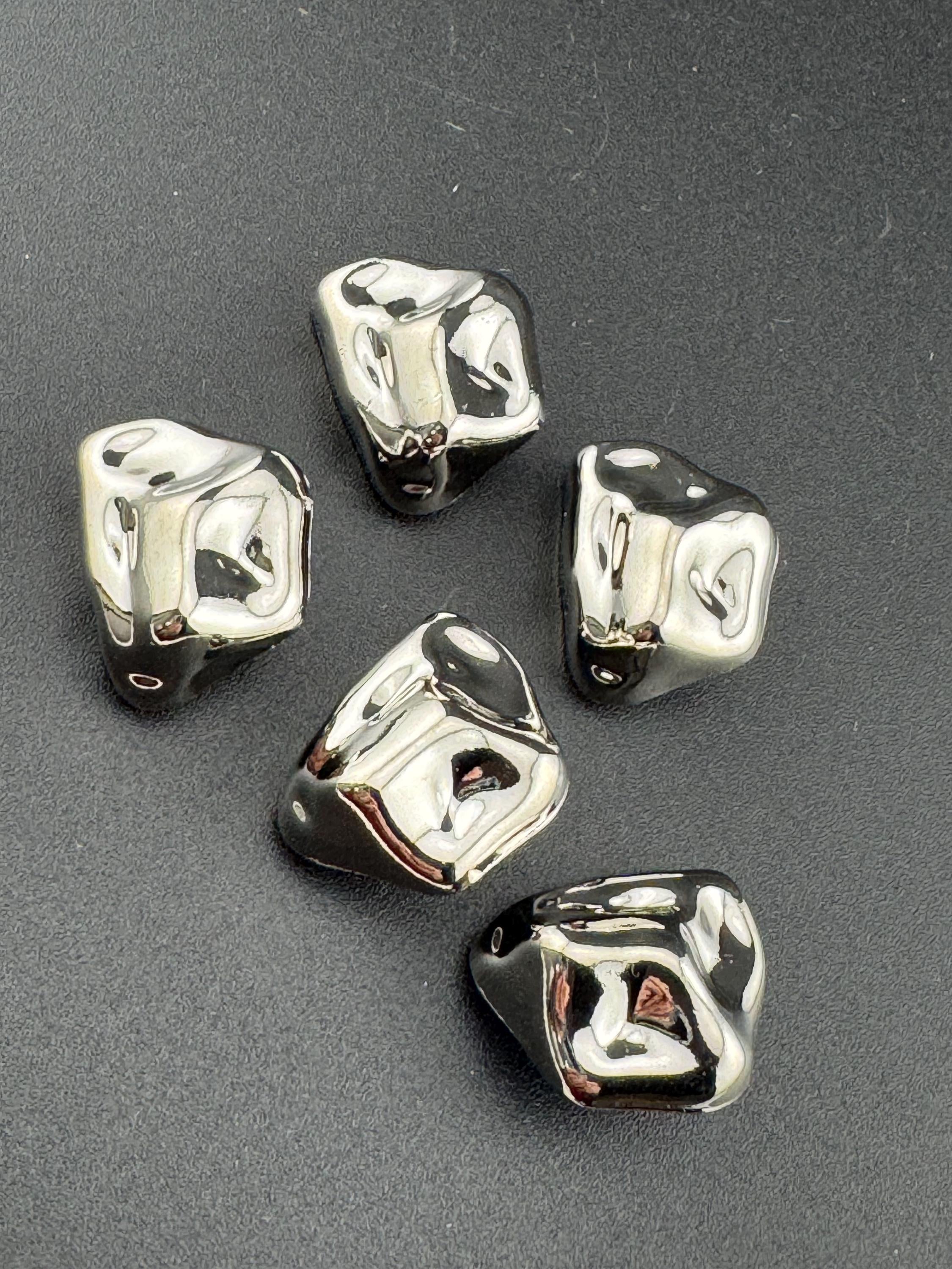 23mm silver tone irregular rectangular shaped metal buttons 5 pack