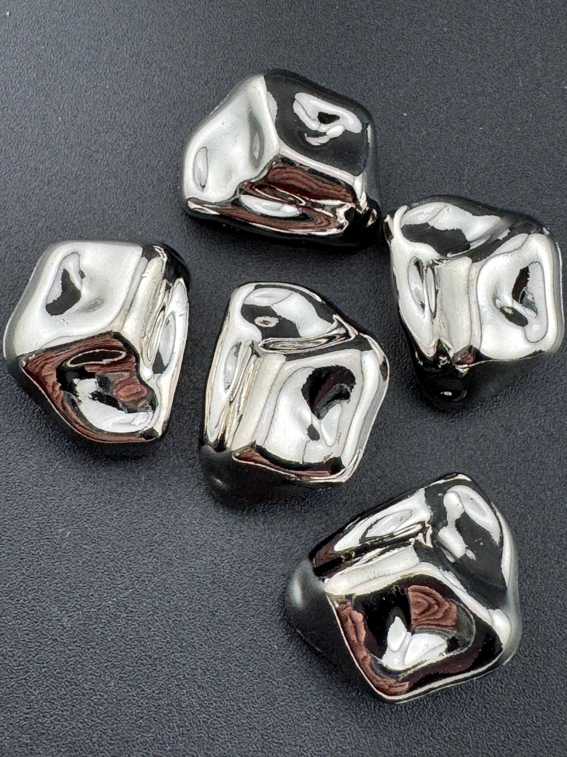23mm silver tone irregular rectangular shaped metal buttons 5 pack