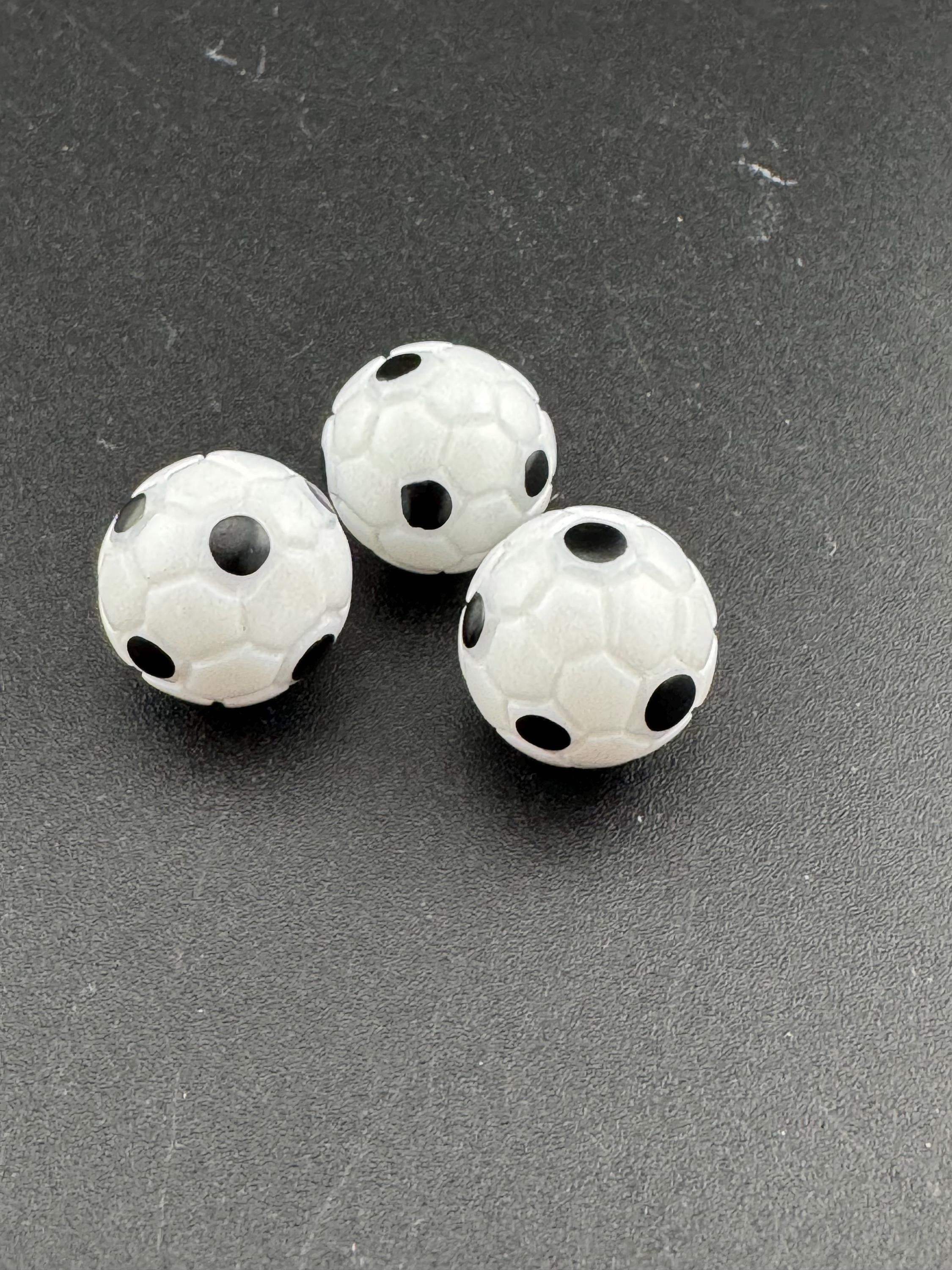 Pack of 3 1.5cm Novelty round traditional football birthday cake topper, sports, footballer decoration