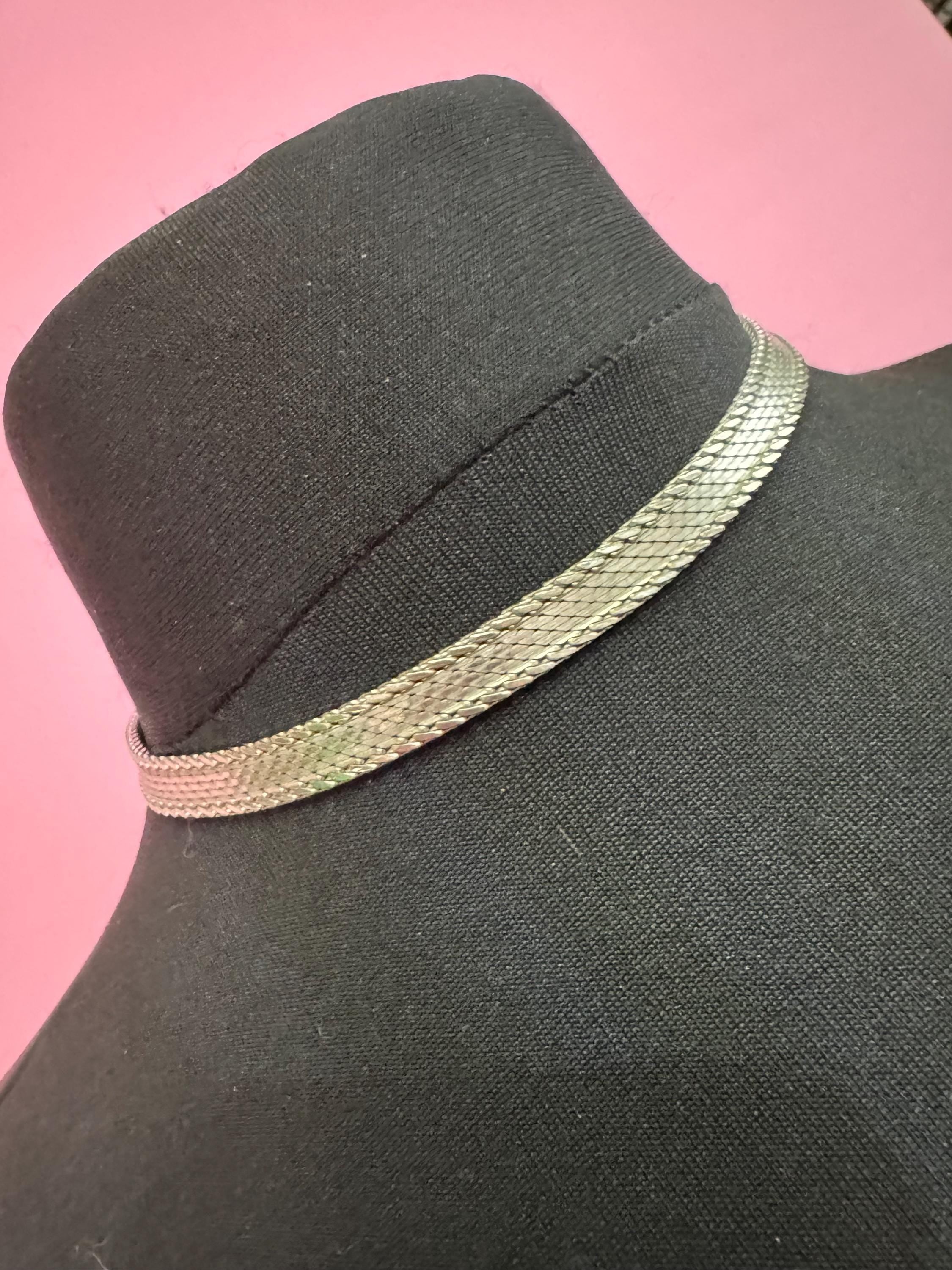 1968 signed GROSSE Germany silver tone woven choker necklace Designer 41cm