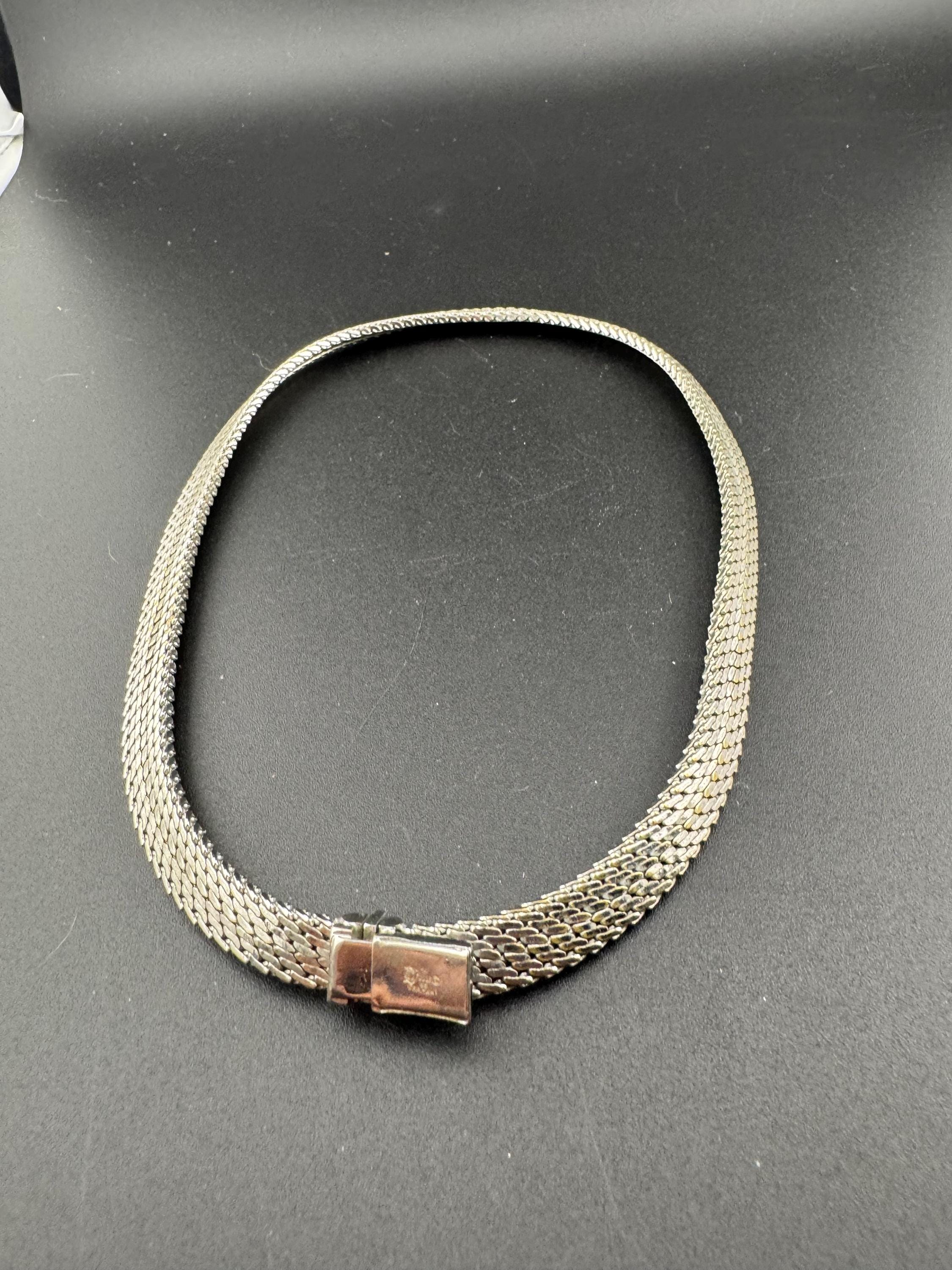 1968 signed GROSSE Germany silver tone woven choker necklace Designer 41cm