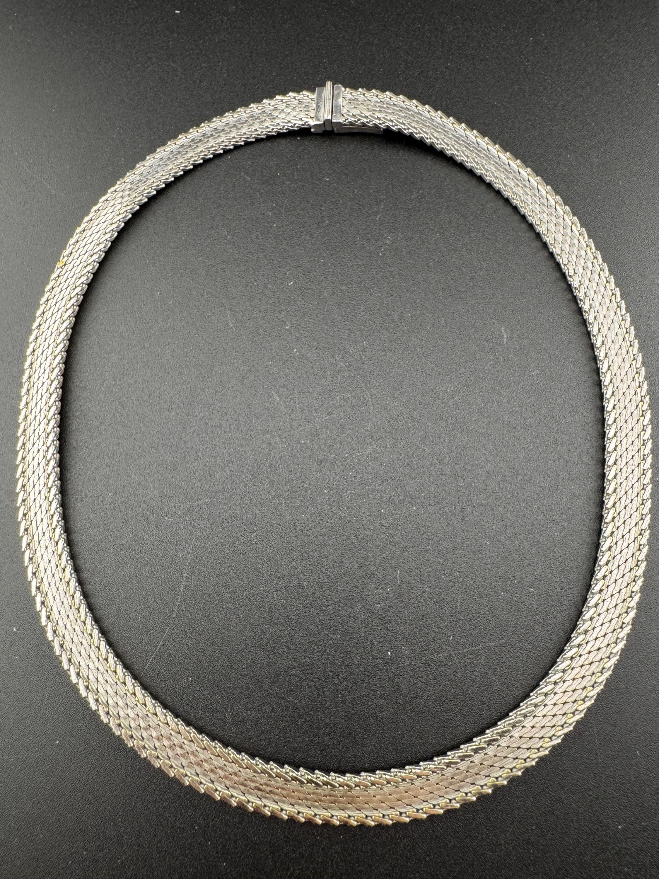 1968 signed GROSSE Germany silver tone woven choker necklace Designer 41cm