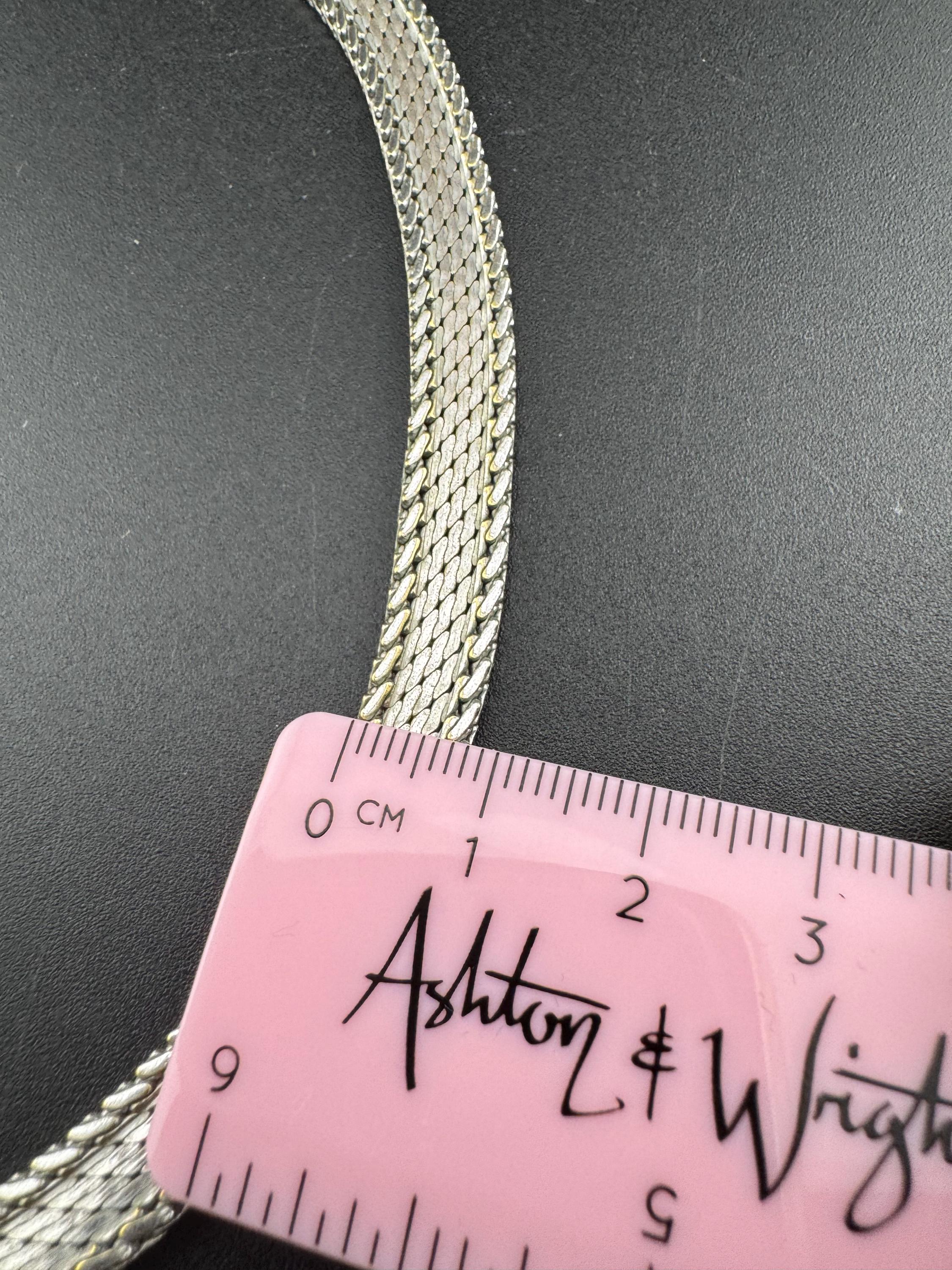 1968 signed GROSSE Germany silver tone woven choker necklace Designer 41cm