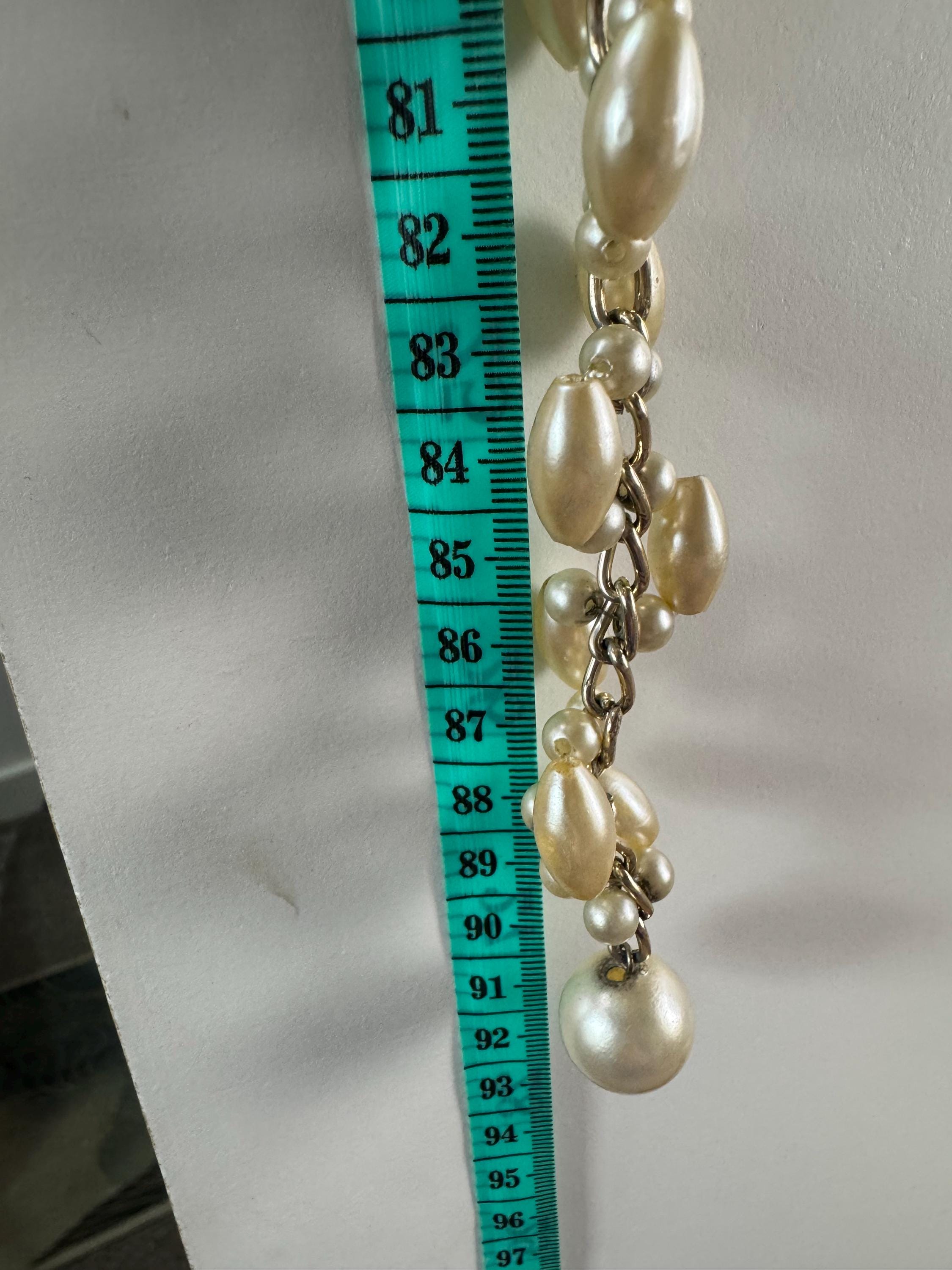 90cm usable length  Retro Ladies faux pearl gold tone beaded fashion chain belt