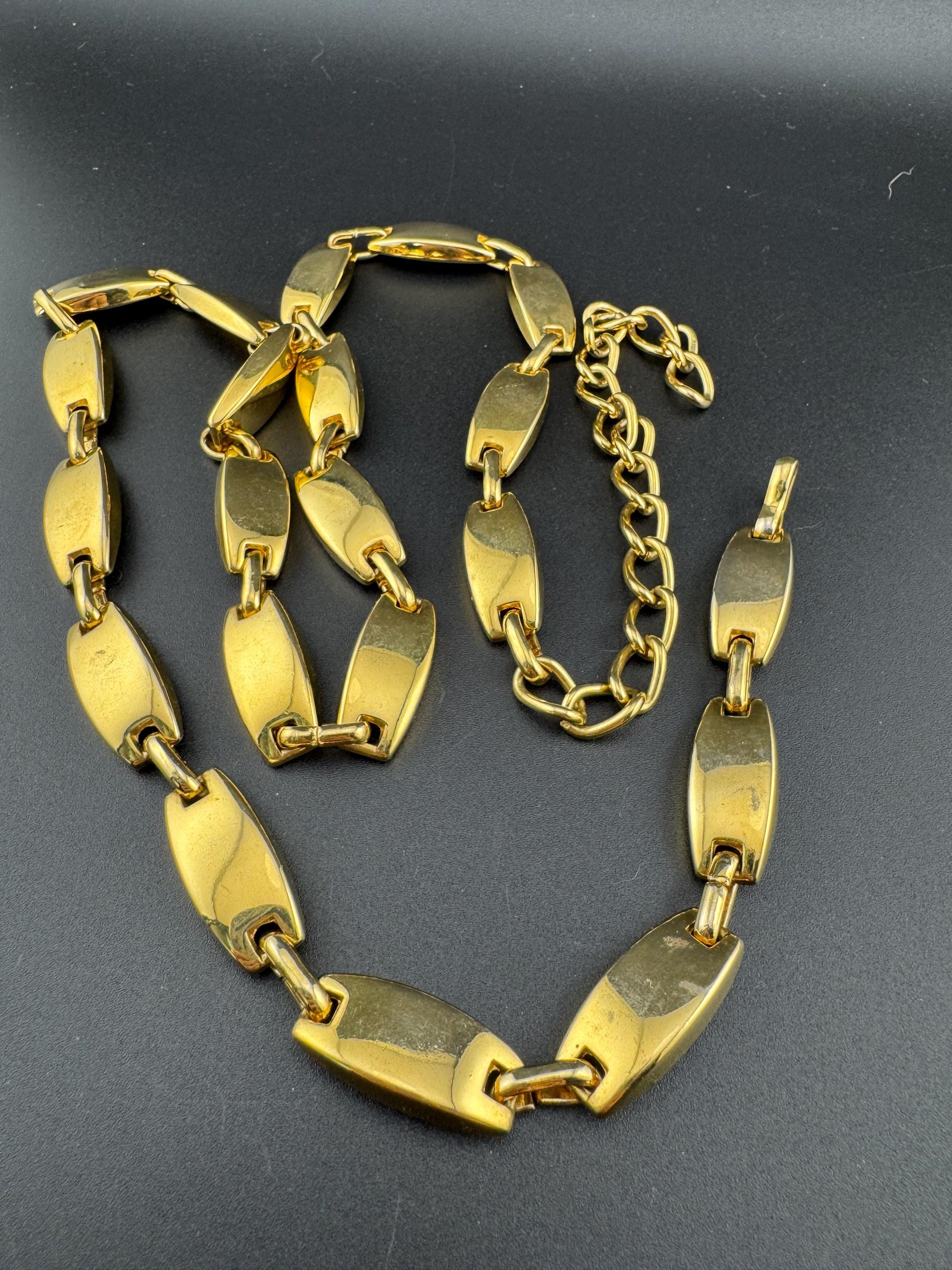 retro gold tone heavy chain link adjustable fashion belt 78-91cm good quality signed