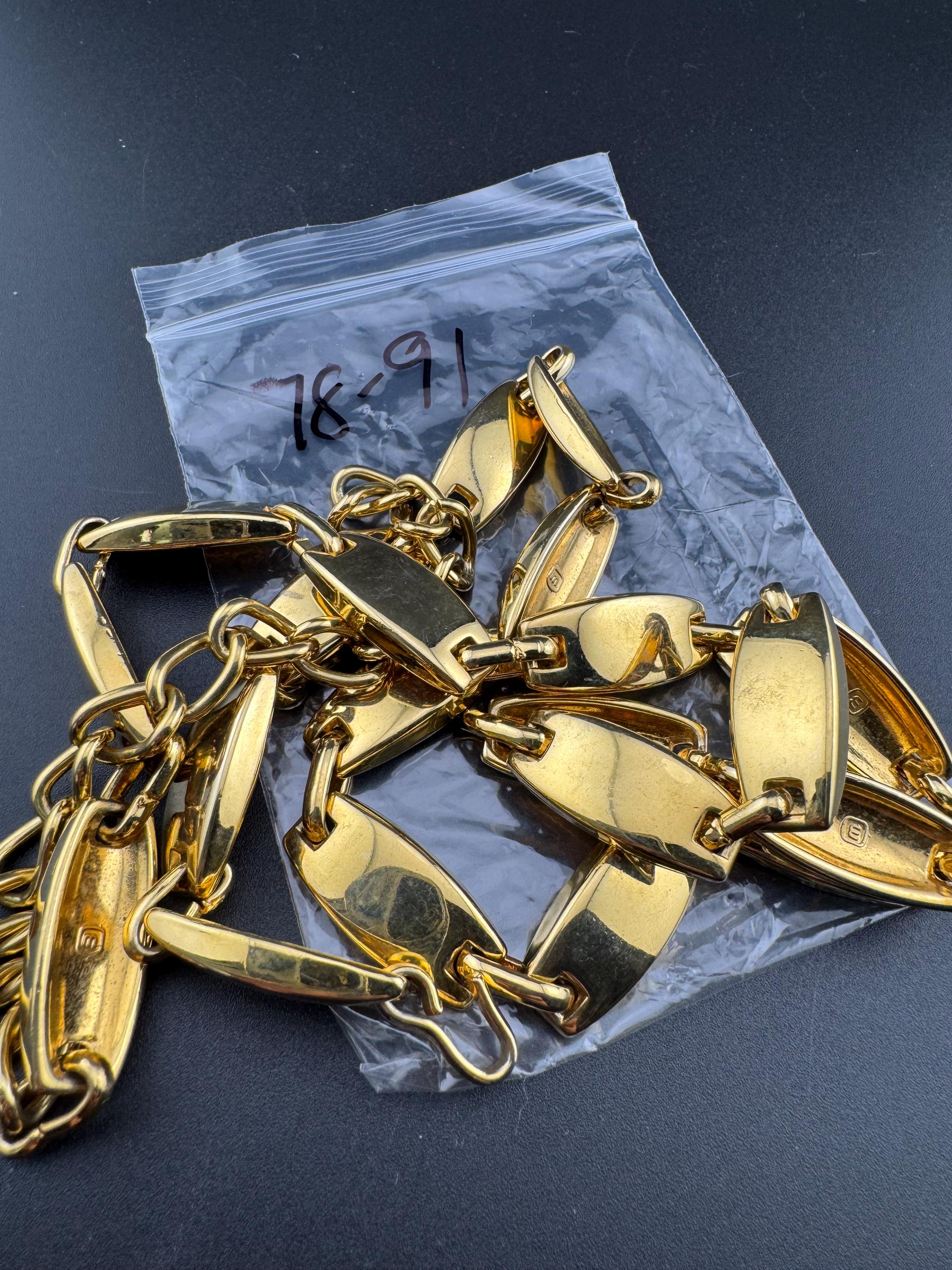 retro gold tone heavy chain link adjustable fashion belt 78-91cm good quality signed