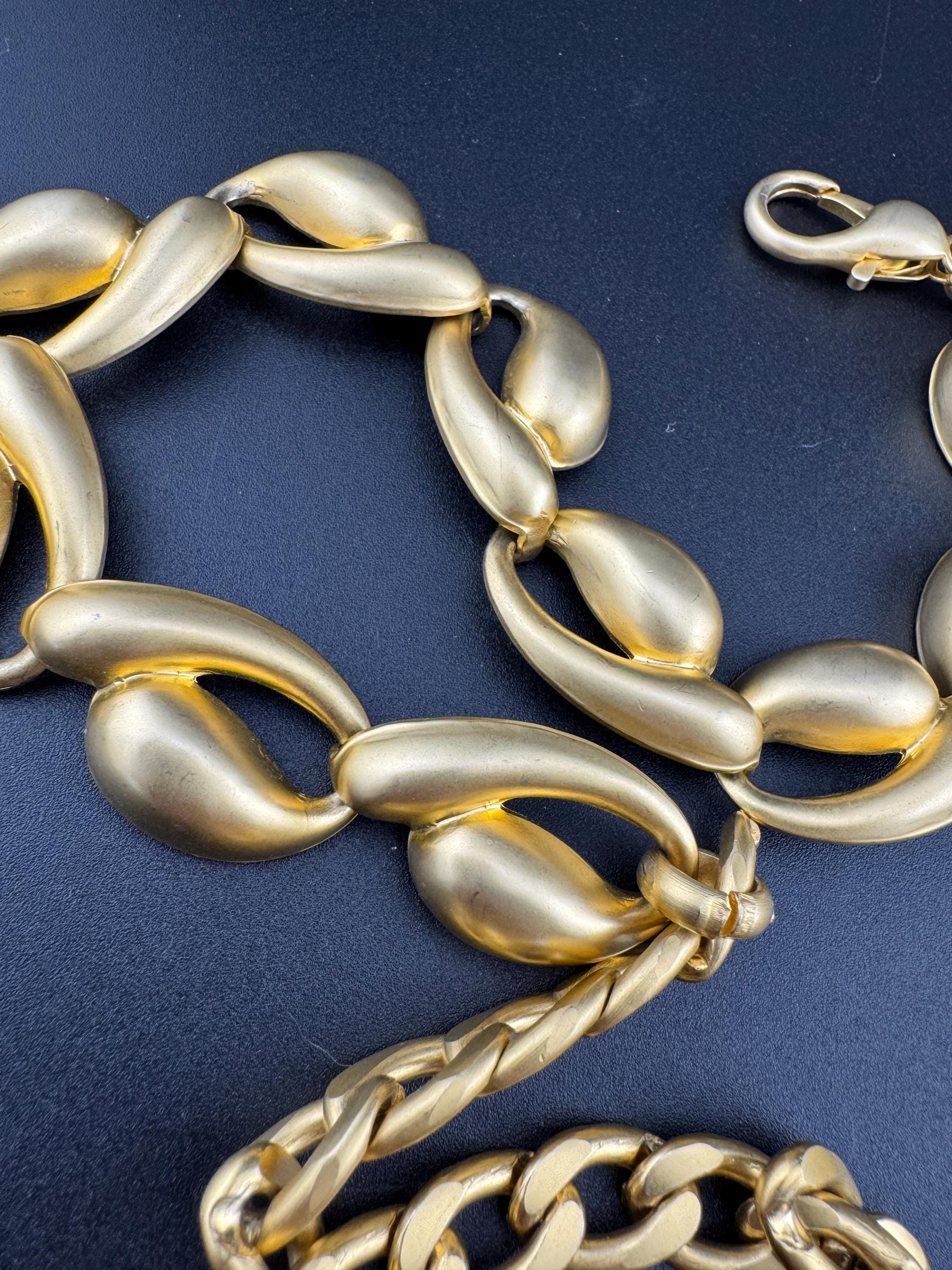 retro Matt gold tone heavy chain link adjustable fashion belt 50-90cm