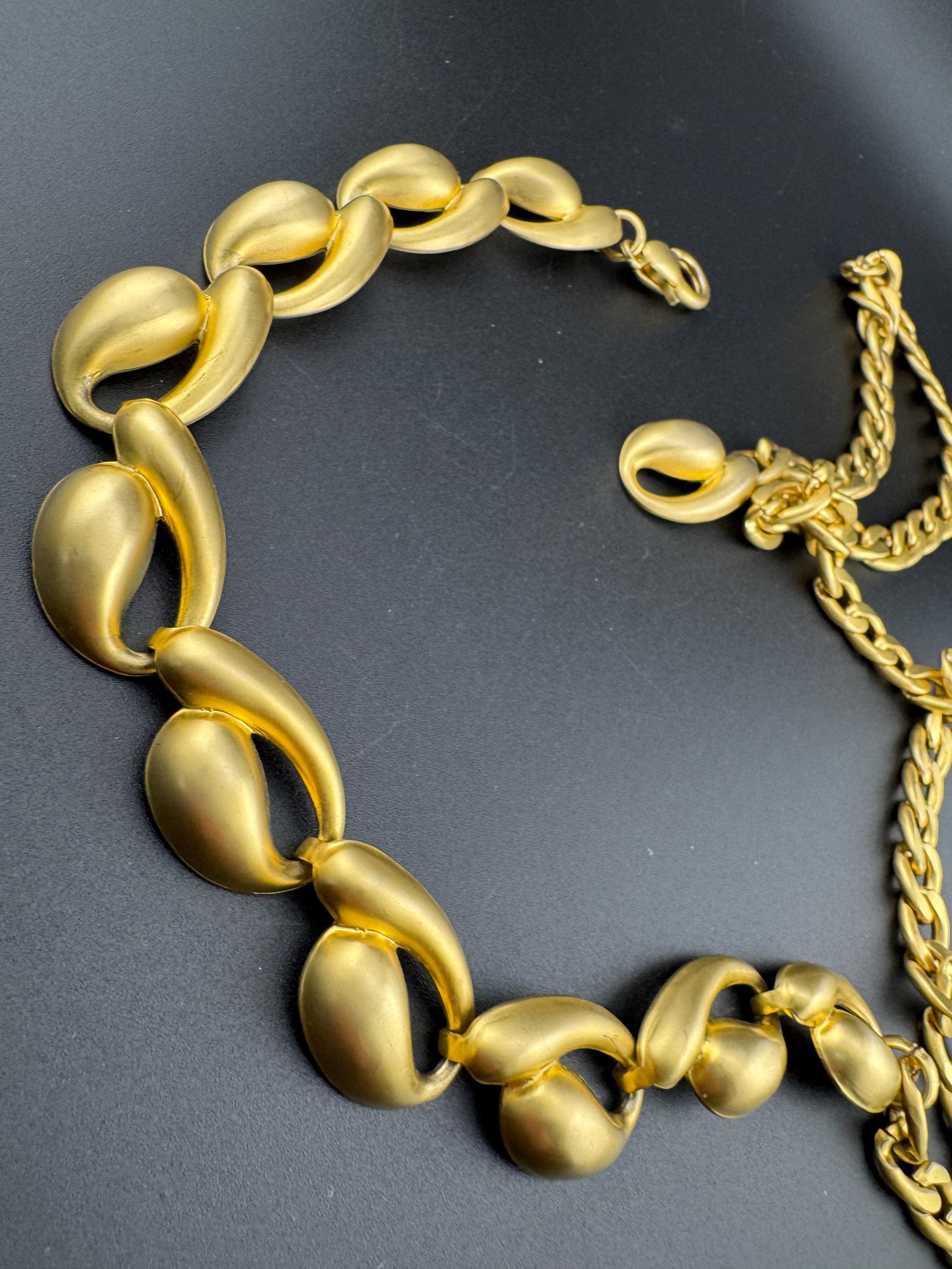 retro Matt gold tone heavy chain link adjustable fashion belt 50-90cm