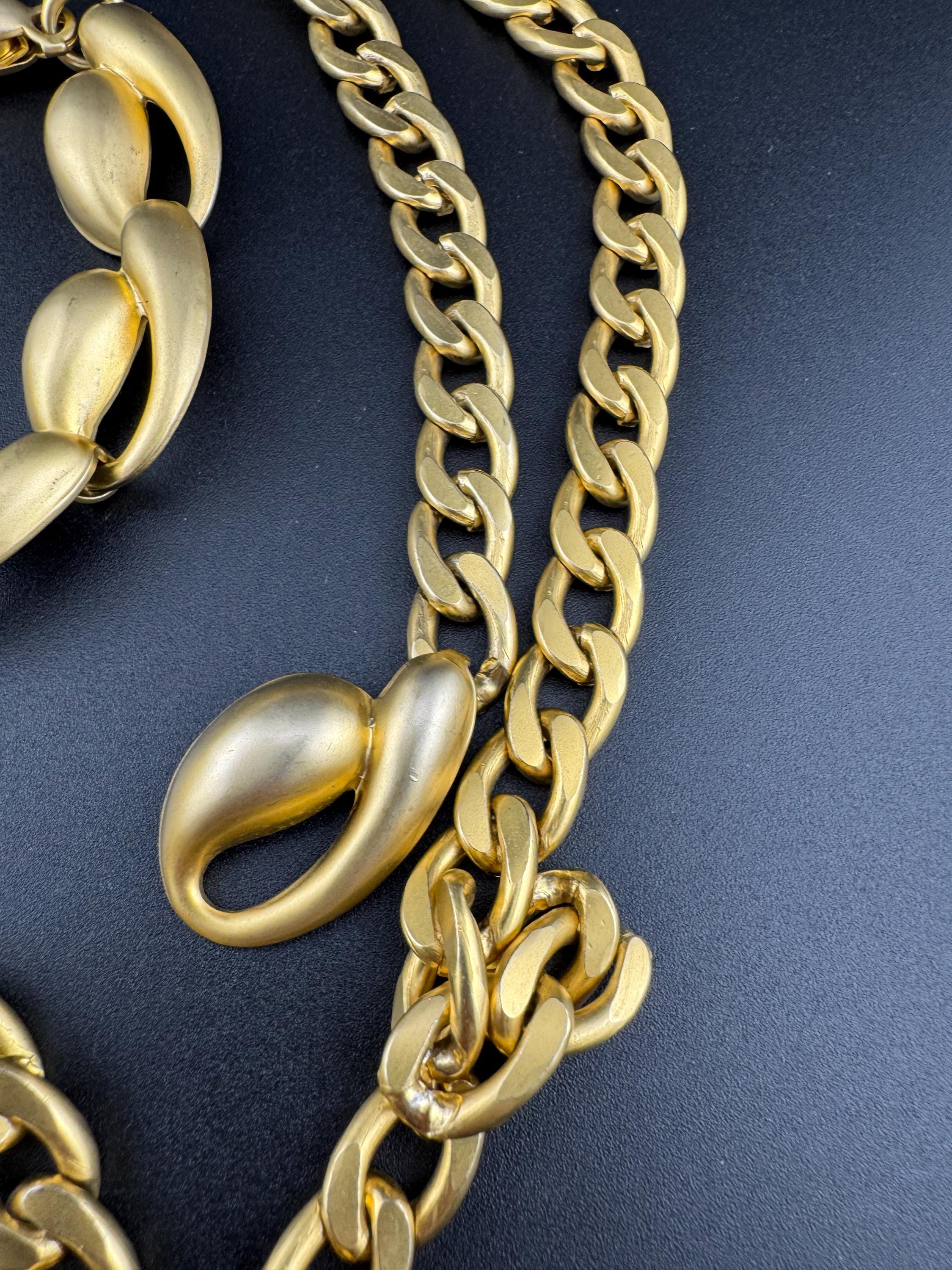 retro Matt gold tone heavy chain link adjustable fashion belt 50-90cm