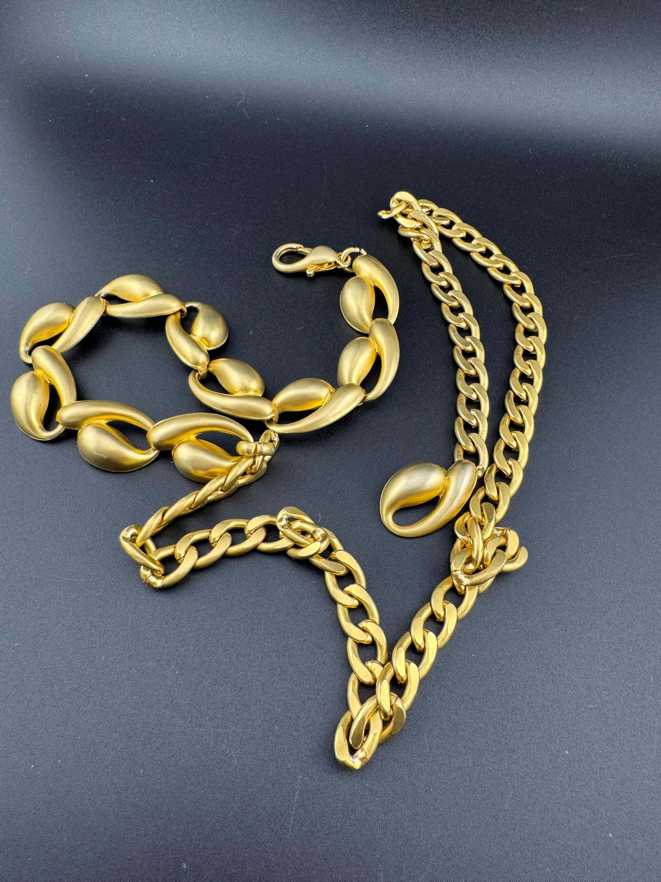 retro Matt gold tone heavy chain link adjustable fashion belt 50-90cm