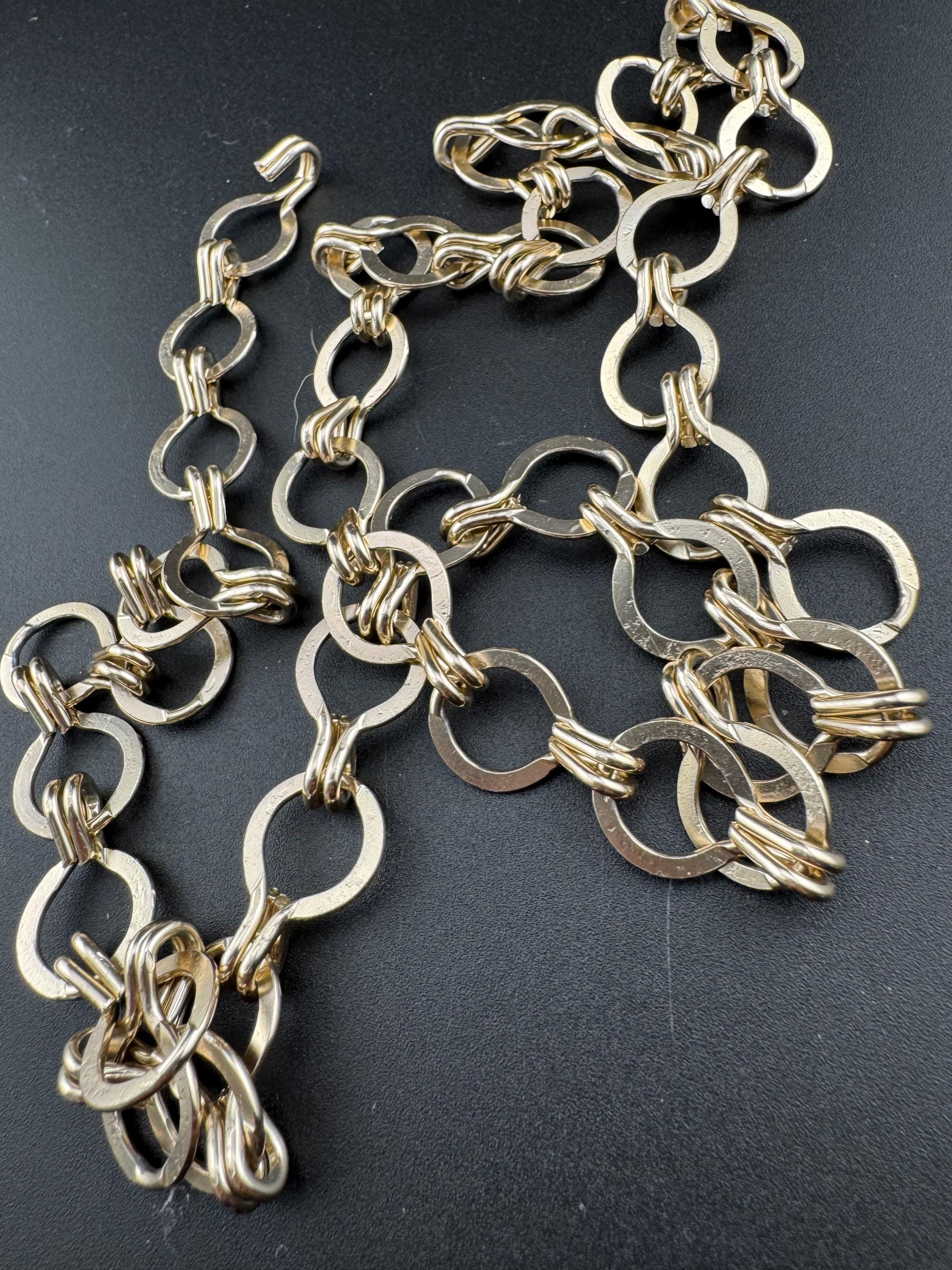 Vintage lightweight gold tone aluminium chain link belt 81cm