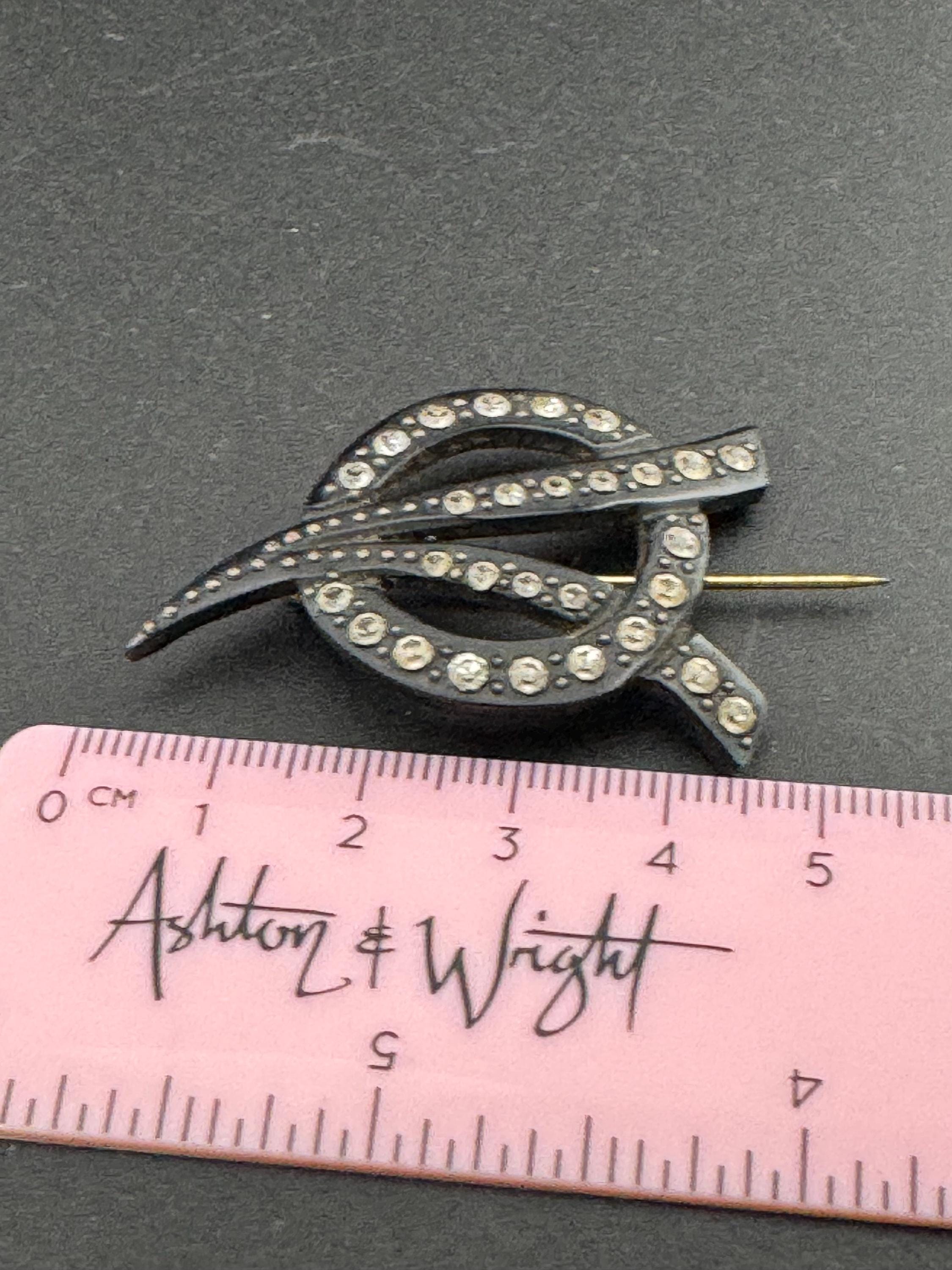 True Art Deco hat flash pin set with clear diamante paste rhinestones ,  black early plastic 1920s 1930s 1940s