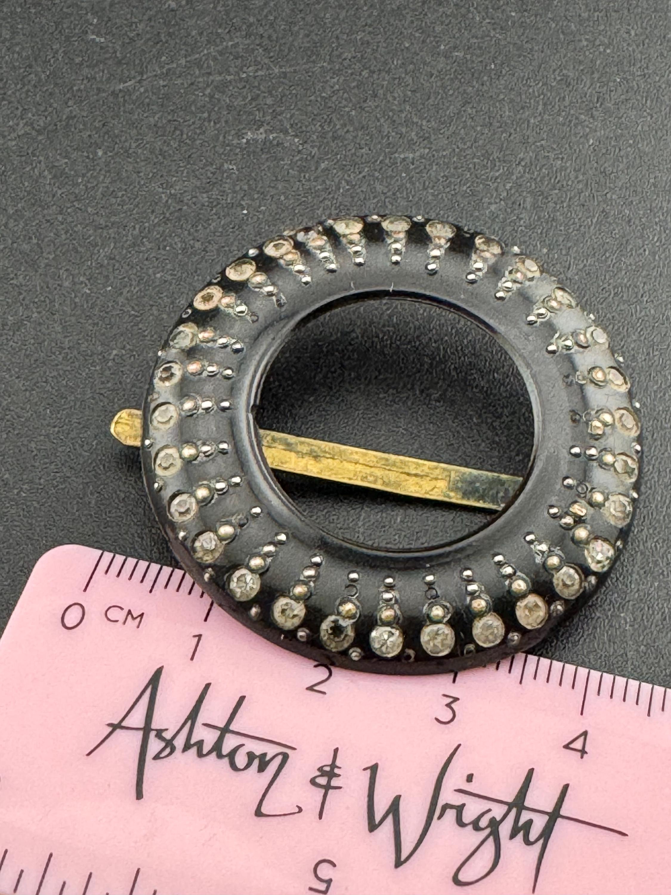 True Art Deco hair clip pin set with clear diamante paste rhinestones ,  black early plastic 1920s 1930s 1940s